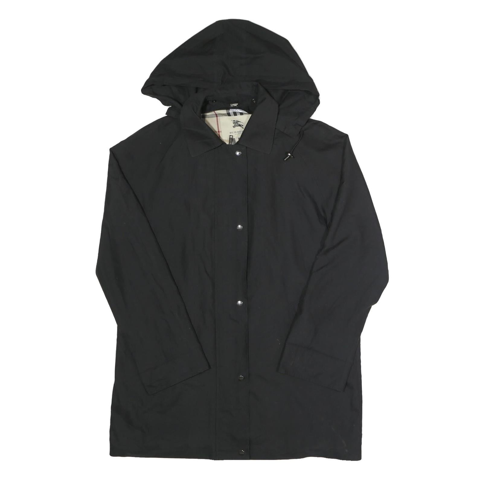 BURBERRY Womens Black Hooded Zip Jacket UK 12 Polyester Blend Plain Casual Refurbished - N/A refurbished available on Cerqular
