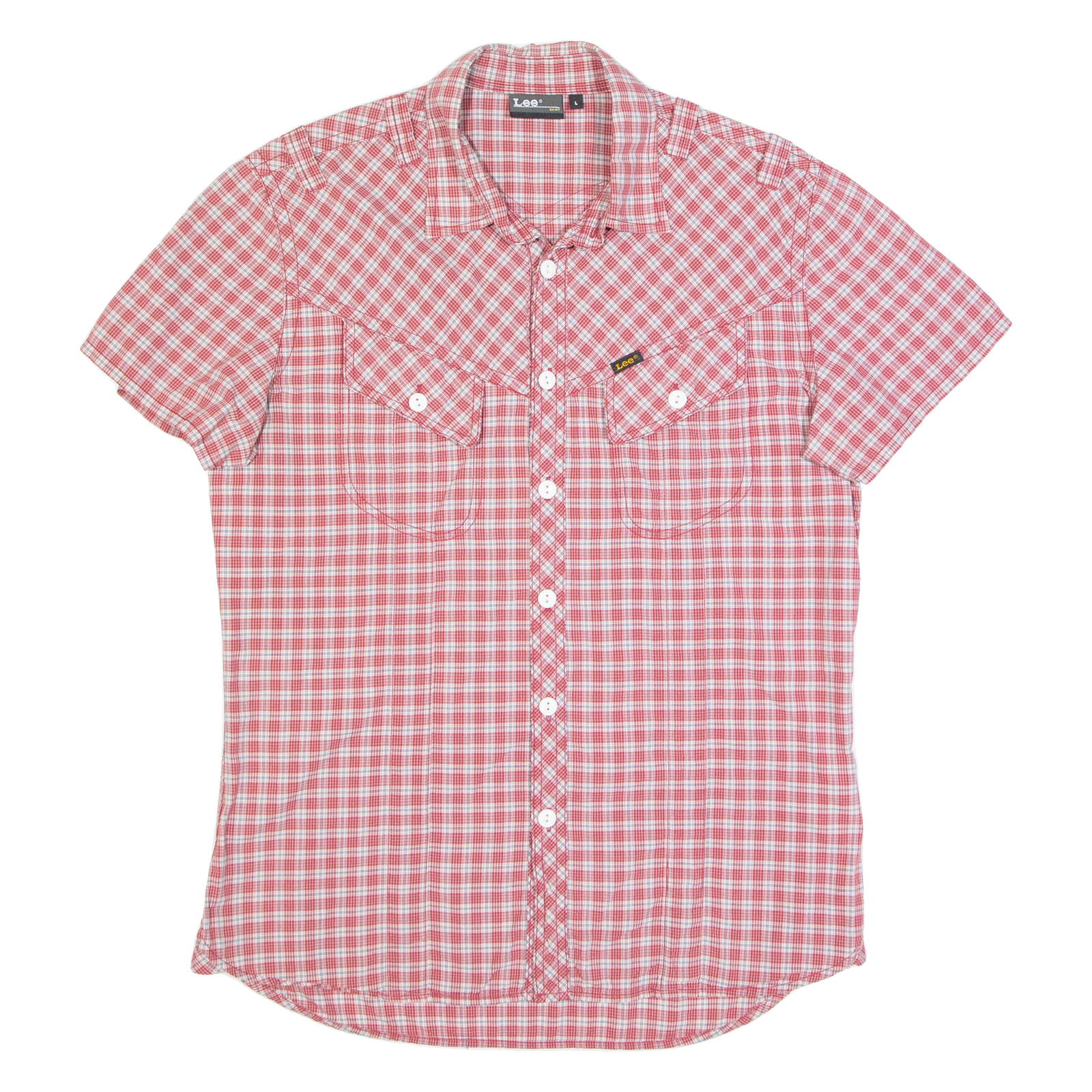 LEE Mens Shirt Red Plaid Short Sleeve L Refurbished - N/A refurbished available on Cerqular