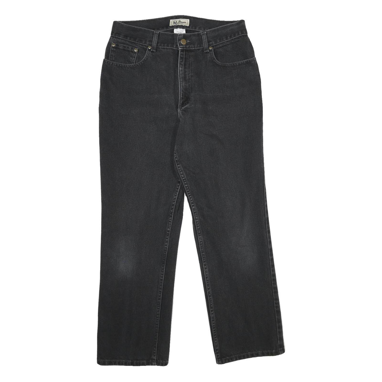 LL BEAN Womens Classic Black Denim Jeans W30 L30 Zip Cotton Casual Refurbished - N/A refurbished available on Cerqular