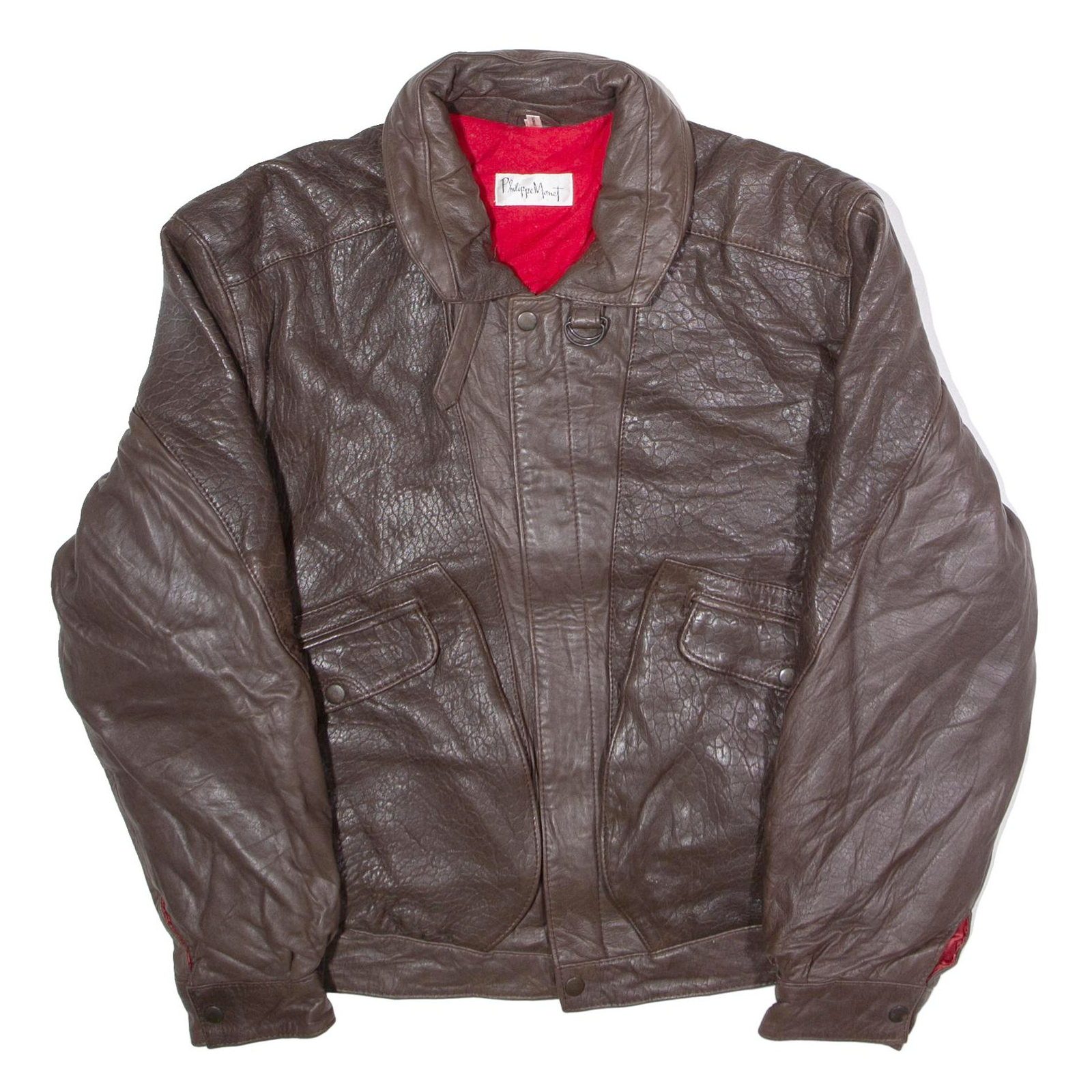 PHILIPPE MONET Mens Jacket Brown Leather 90s L Refurbished - N/A refurbished available on Cerqular