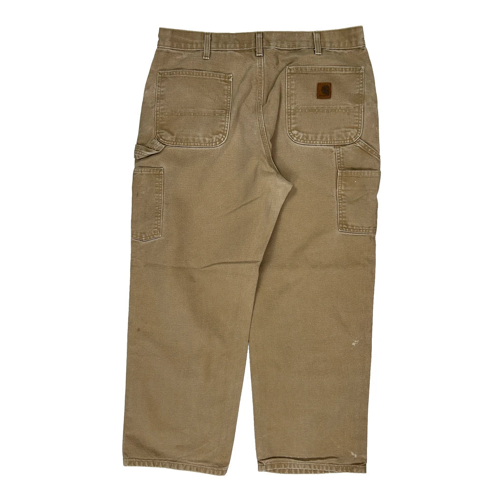 Carhartt Carpenter Trousers - 34W 29L Brown Cotton Refurbished - Thrifted (note: this is a term often used to describe second- refurbished available on Cerqular