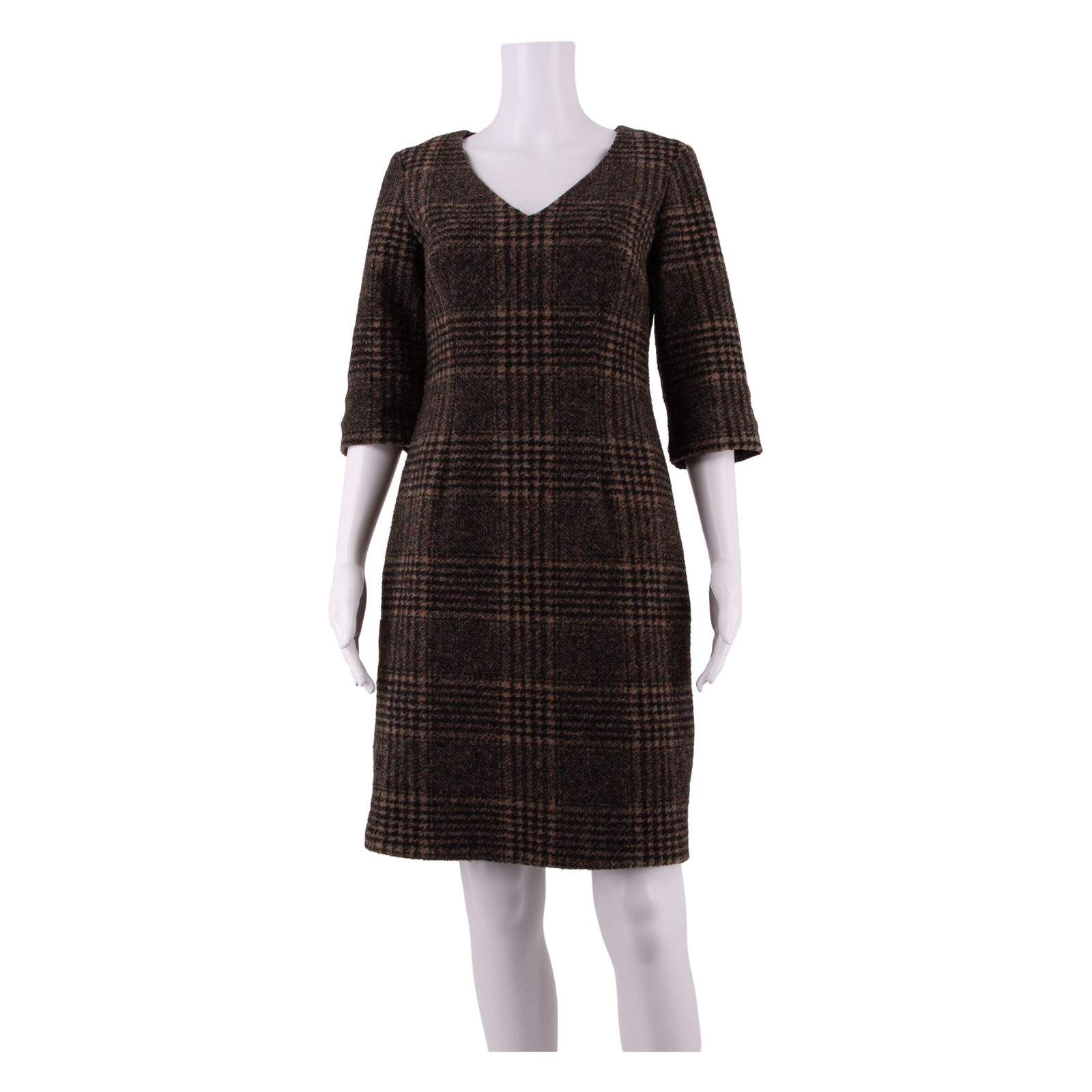LAURA ASHLEY Womens Pencil Dress Brown Knit Wool Plaid Knee Length UK 10 Refurbished - N/A refurbished available on Cerqular