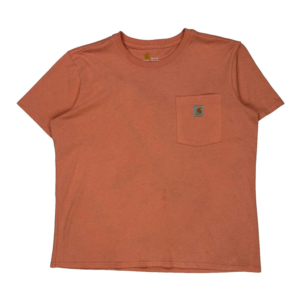 Carhartt T-Shirt - XL Orange Cotton Refurbished - Thrifted (note: this is a term often used to describe second- refurbished available on Cerqular