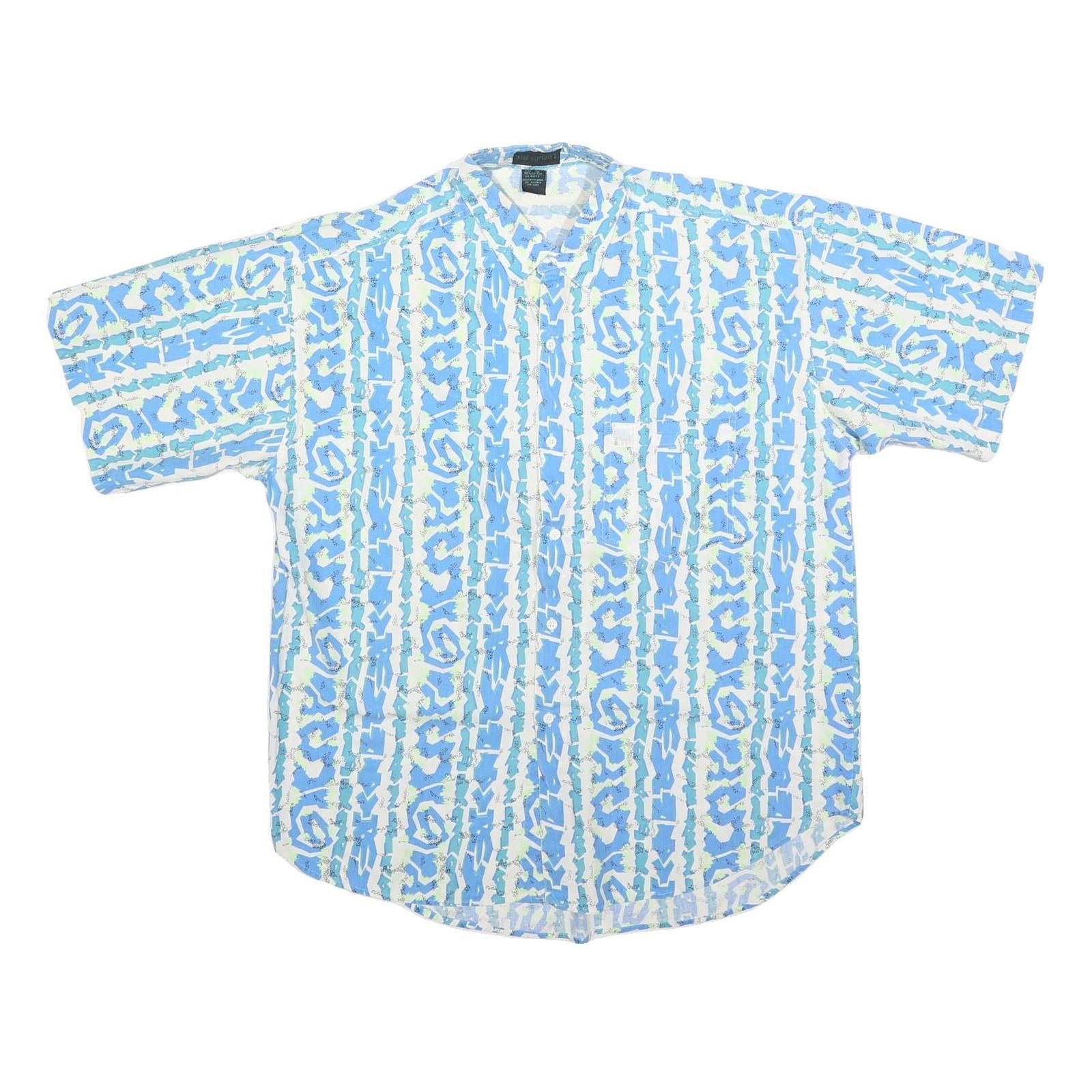 BB SPORT Mens Blue & White Patterned Shirt XL Cotton Summer Casual Short Sleeve Refurbished - N/A refurbished available on Cerqular