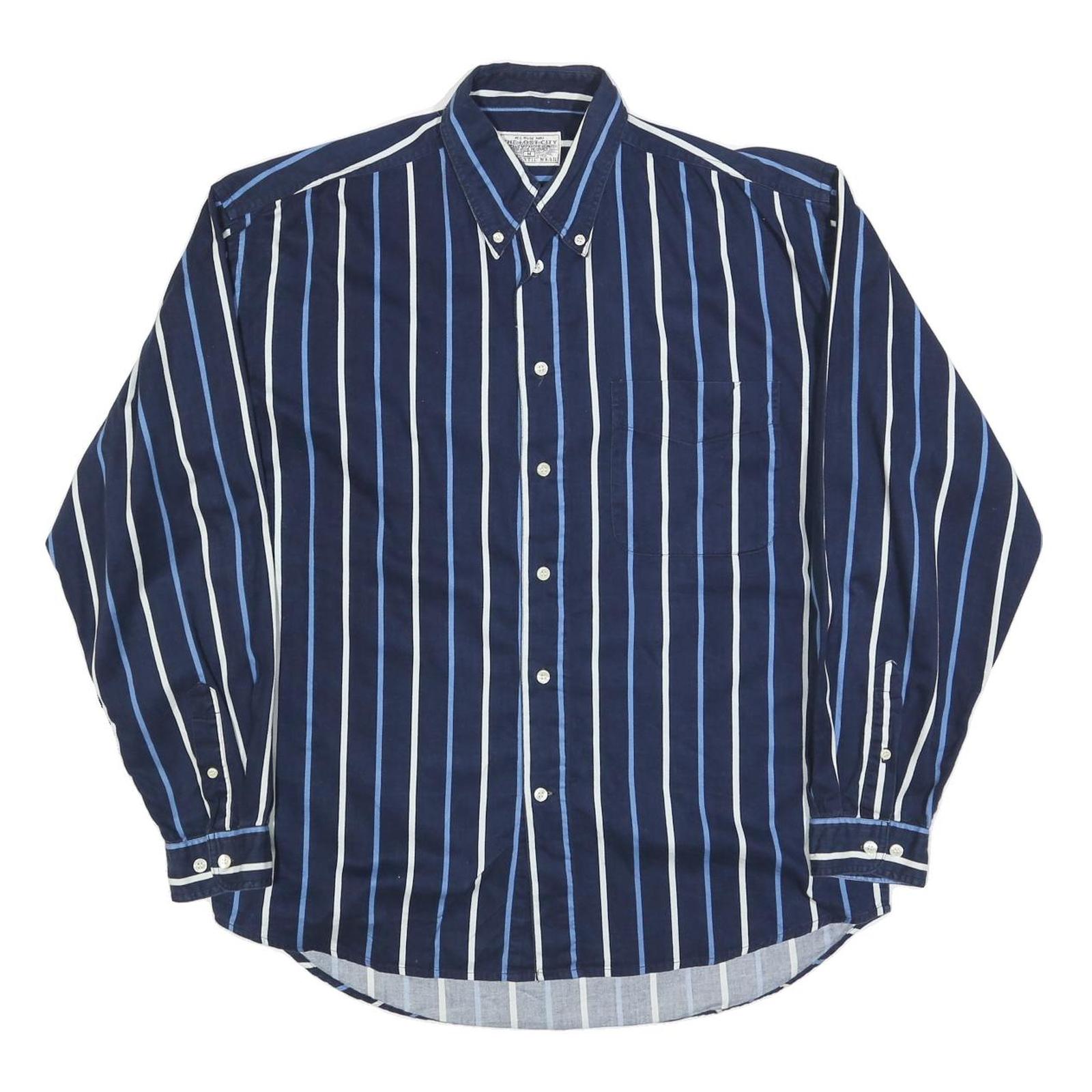 THE LOST CITY Mens Blue & White Stripe Shirt M Button Down Long Sleeve Cotton Refurbished - N/A refurbished available on Cerqular