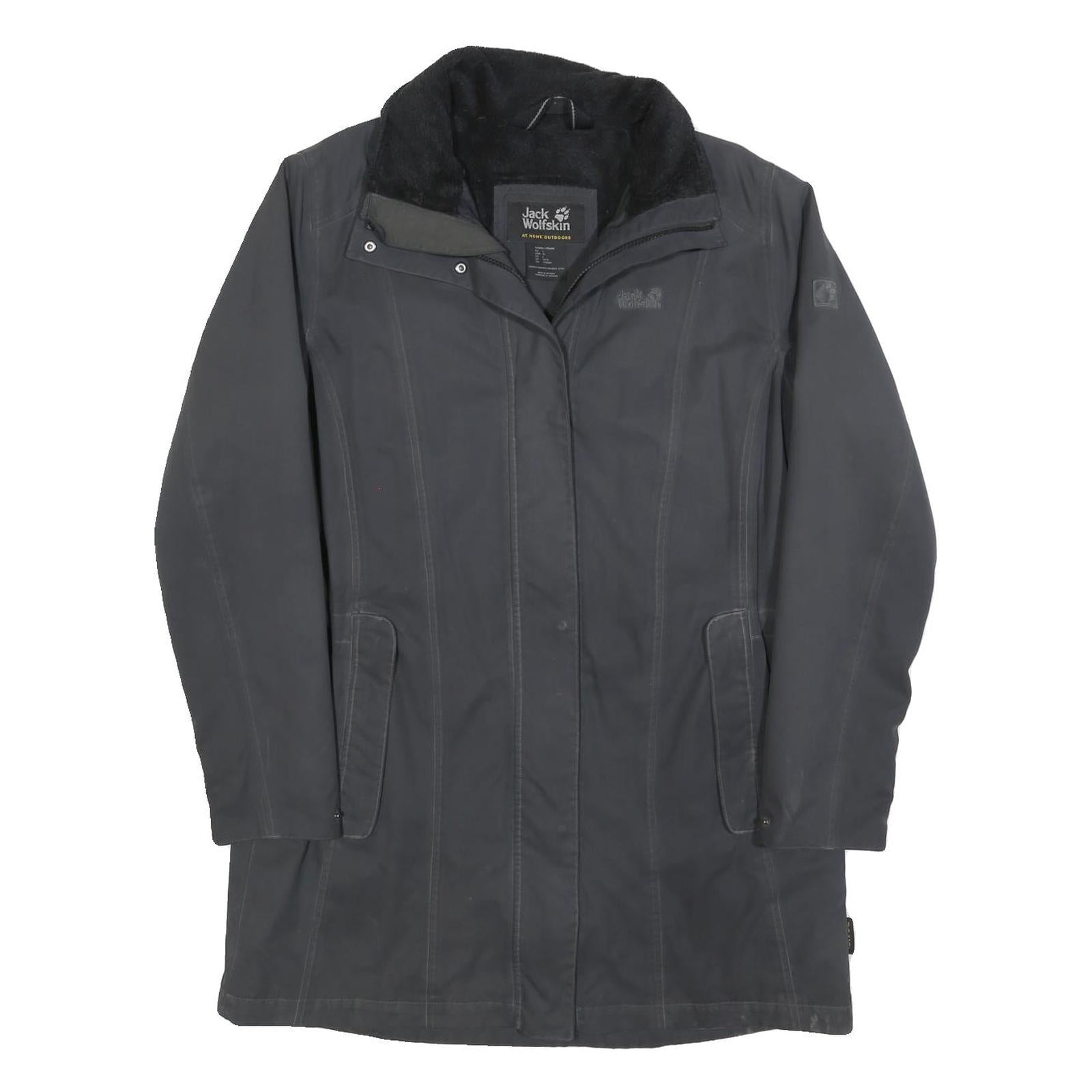 JACK WOLFSKIN Womens Black Outdoor Zip Jacket L Polyester Blend Plain Warm Refurbished - N/A refurbished available on Cerqular
