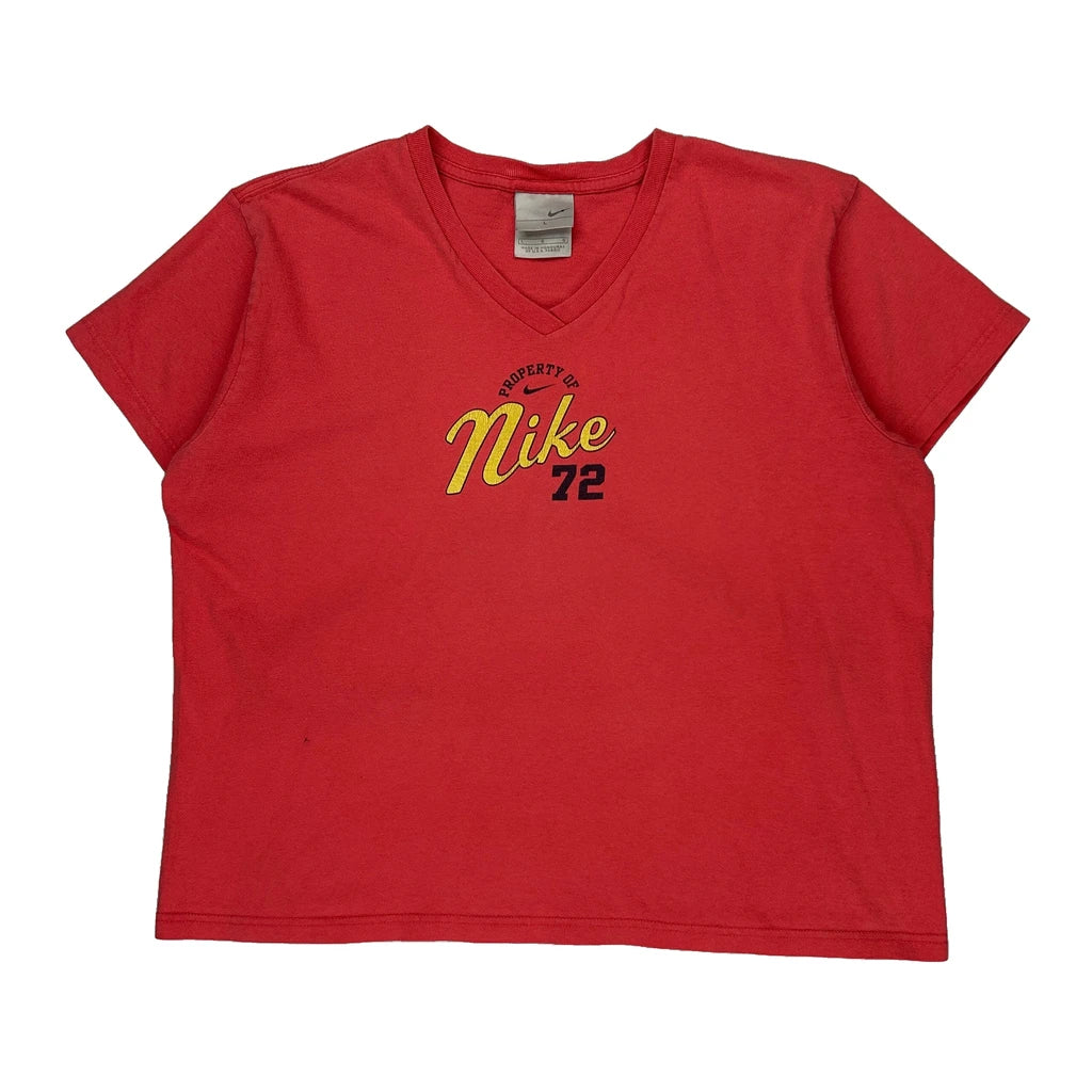 Nike T-Shirt - Large Red Cotton Refurbished - Thrifted (note: this is a term often used to describe second- refurbished available on Cerqular