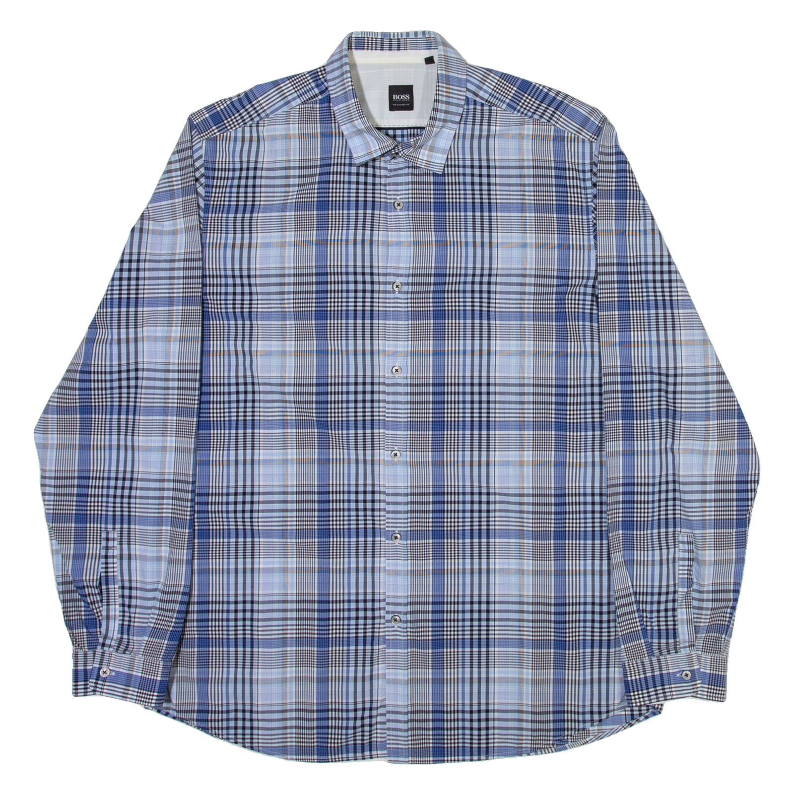 BOSS Mens Shirt Blue Check Long Sleeve XL Refurbished - N/A refurbished available on Cerqular