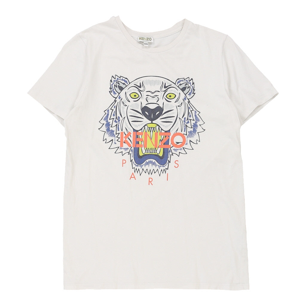 Buy 14 - 16 Years Kenzo Graphic T-Shirt - Medium White Cotton | Size: medium Refurbished - $48.02 14 - 16 Years Kenzo Graphic T-Shirt - Medium White Cotton | Size: medium Refurbished - N/A (Preloved Designer is not a specific brand, it refurbished available on Cerqular