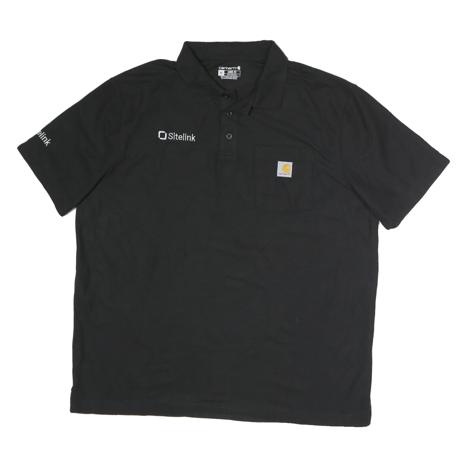 CARHARTT Mens Black Polo Shirt XL Classic Cotton Short Sleeve Sitelink Logo Refurbished - N/A refurbished available on Cerqular