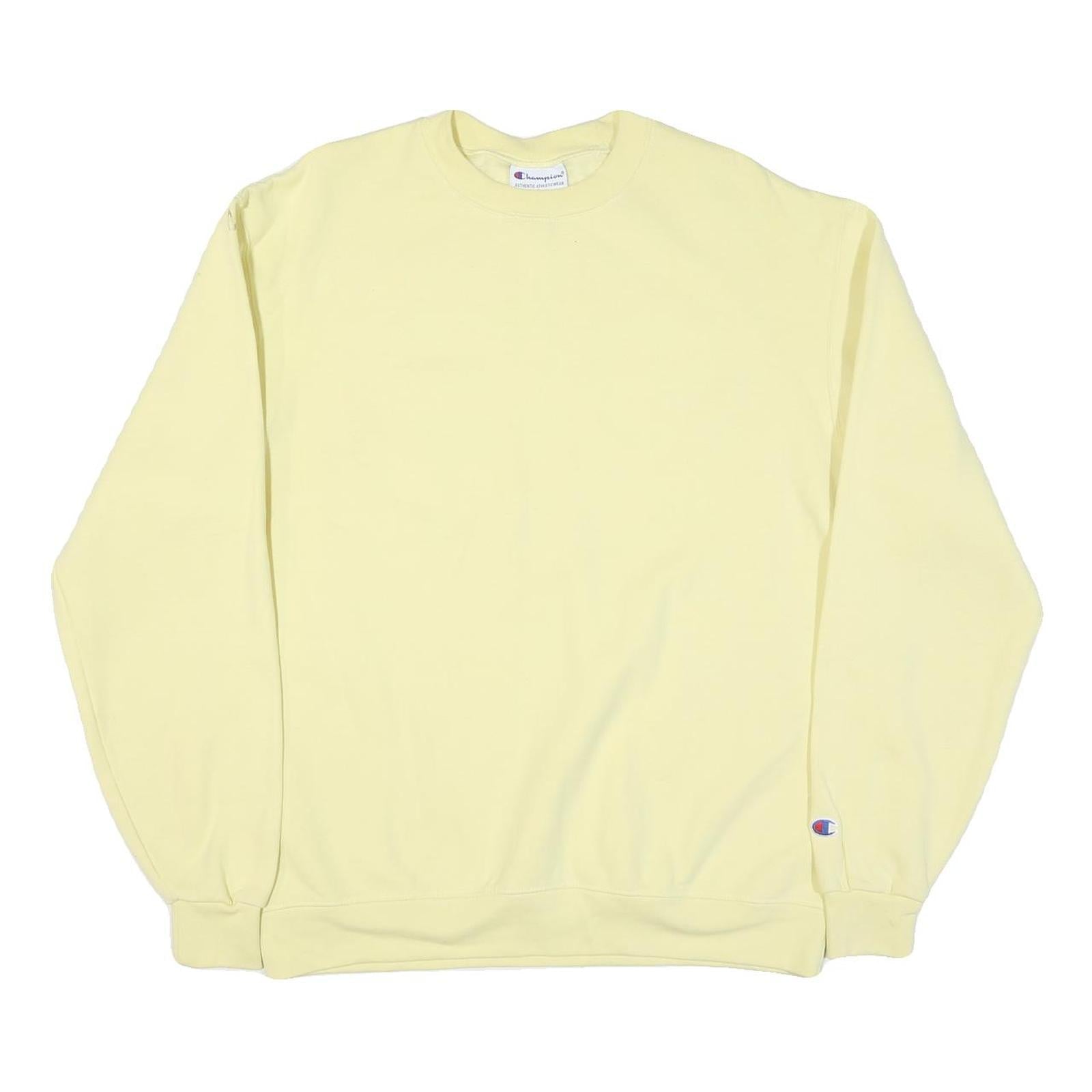 CHAMPION Mens Yellow Crew Neck L Cotton Blend Casual Sweatshirt Refurbished - N/A refurbished available on Cerqular