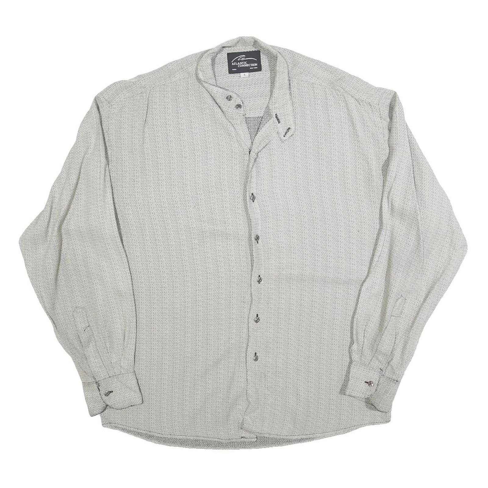 ATLANTIC CONNECTION Womens Grey Printed Shirt Long Sleeve Button Neck L Refurbished - N/A refurbished available on Cerqular