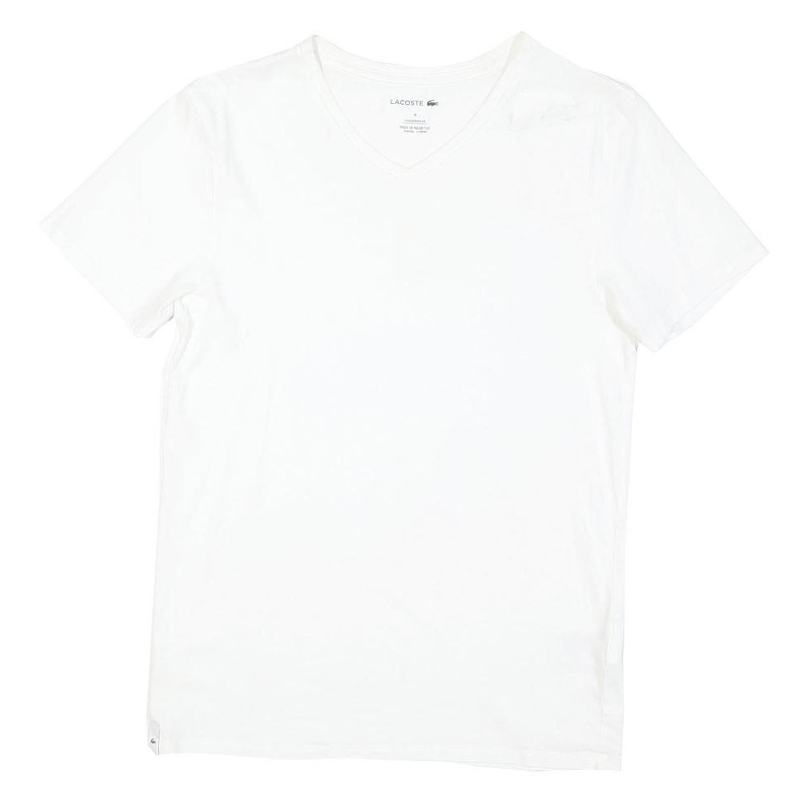 LACOSTE Mens White V-Neck Cotton Blend T-Shirt M Short Sleeve Classic Refurbished - N/A refurbished available on Cerqular