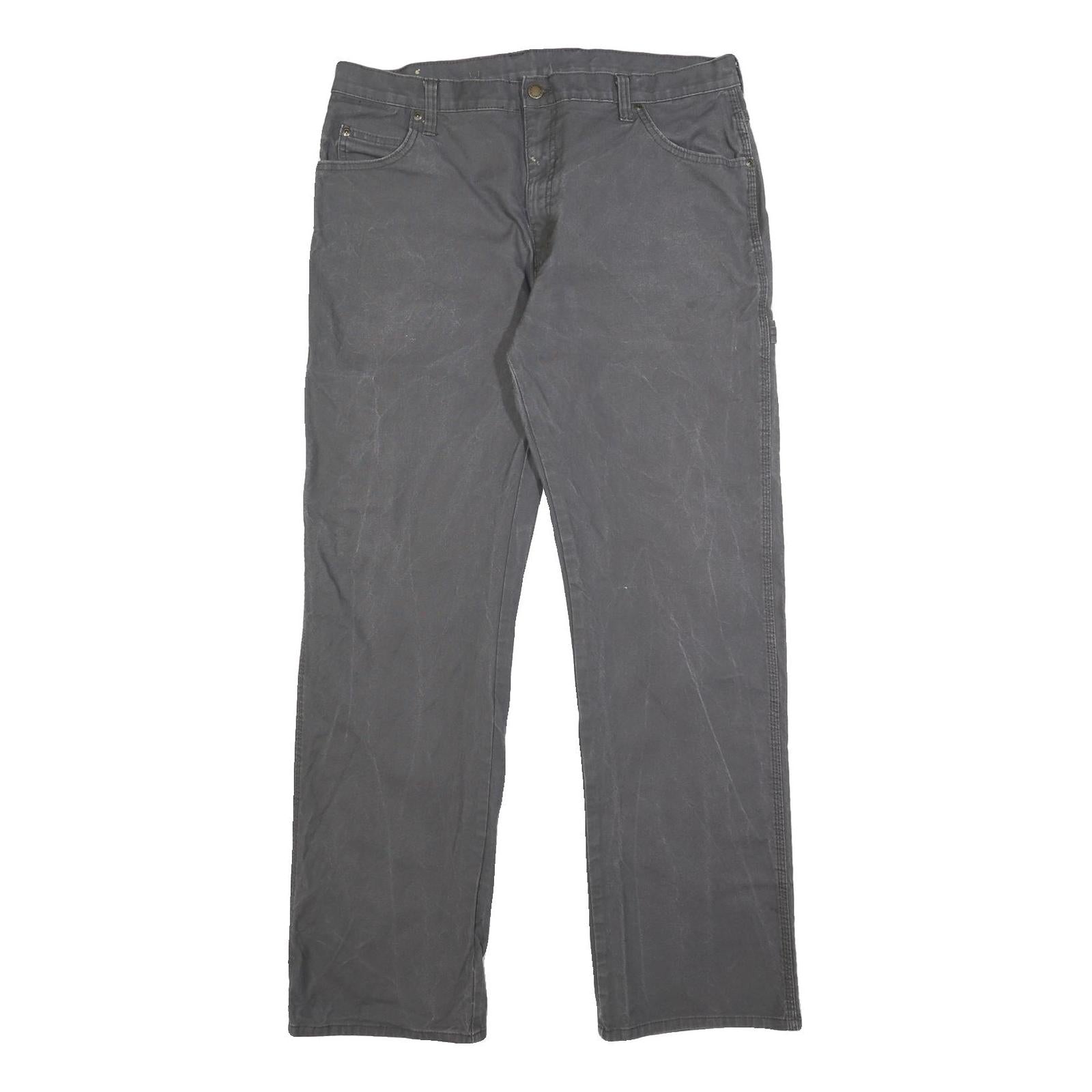 DICKIES Mens Cotton Blend Grey Regular Straight Trousers W36 L34 Workwear Zip Refurbished - N/A refurbished available on Cerqular