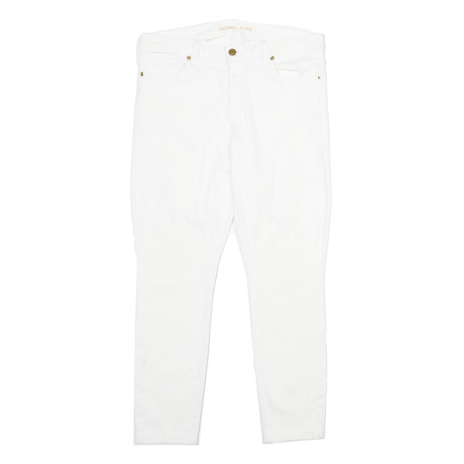MICHAEL KORS Womens Cotton Blend White Slim Tapered Trousers W32 L28 Casual Refurbished - N/A refurbished available on Cerqular