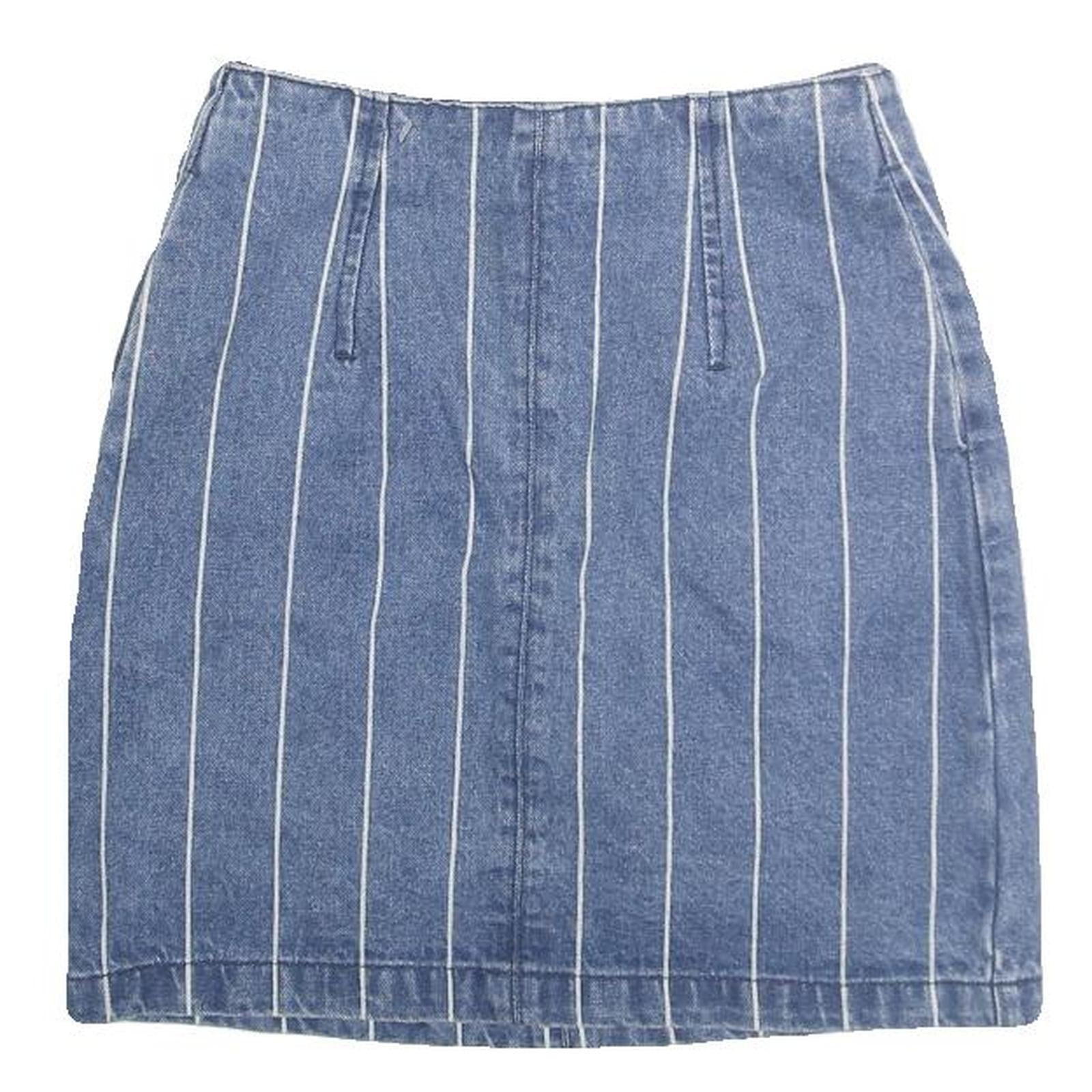 TWIK Womens Blue Denim Pinstripe Mini Cotton Blend Skirt XS Stylish Casual Refurbished - N/A refurbished available on Cerqular