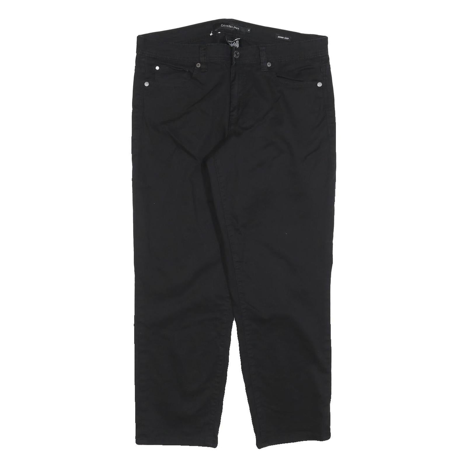 CALVIN KLEIN Womens Black Slim Denim Cotton Blend Trousers W32 L27 Stylish Zip Refurbished - N/A refurbished available on Cerqular