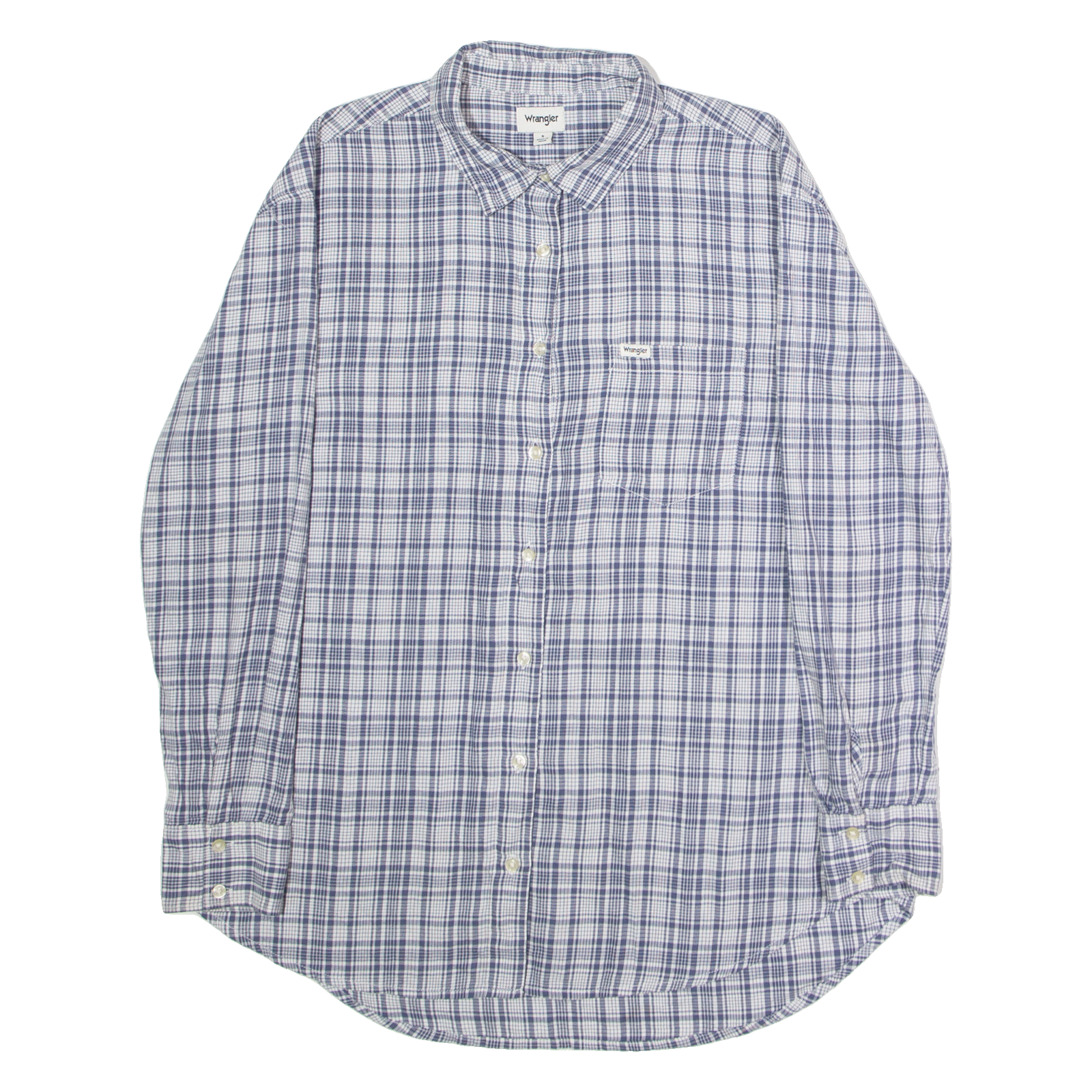 WRANGLER Womens Shirt Blue Check Long Sleeve S Refurbished - N/A refurbished available on Cerqular