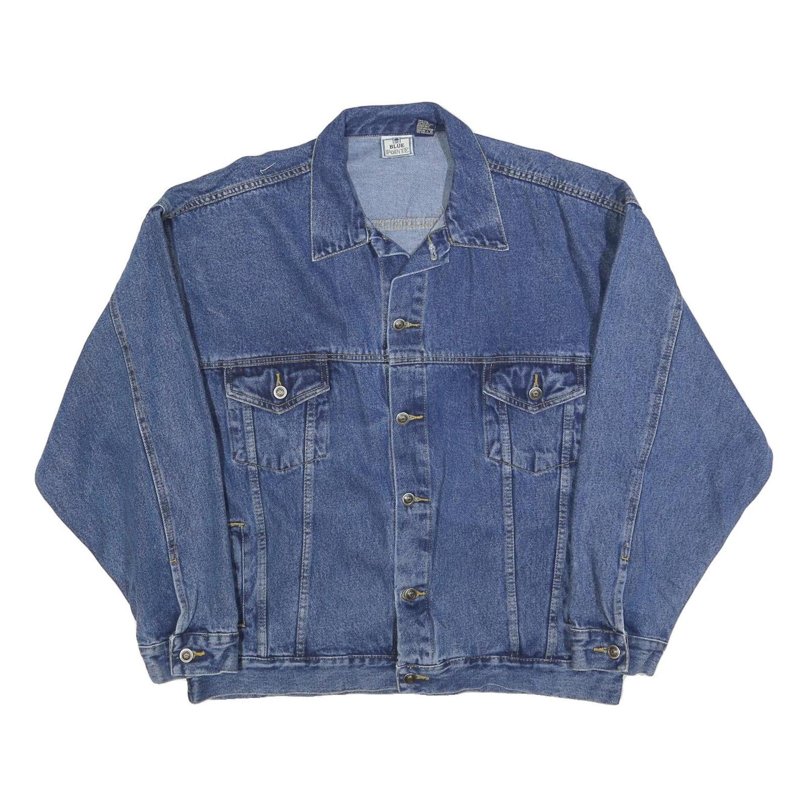 BLUE POINTE Mens Blue Denim Jacket XL Cotton Button Front Casual Workwear Refurbished - N/A refurbished available on Cerqular
