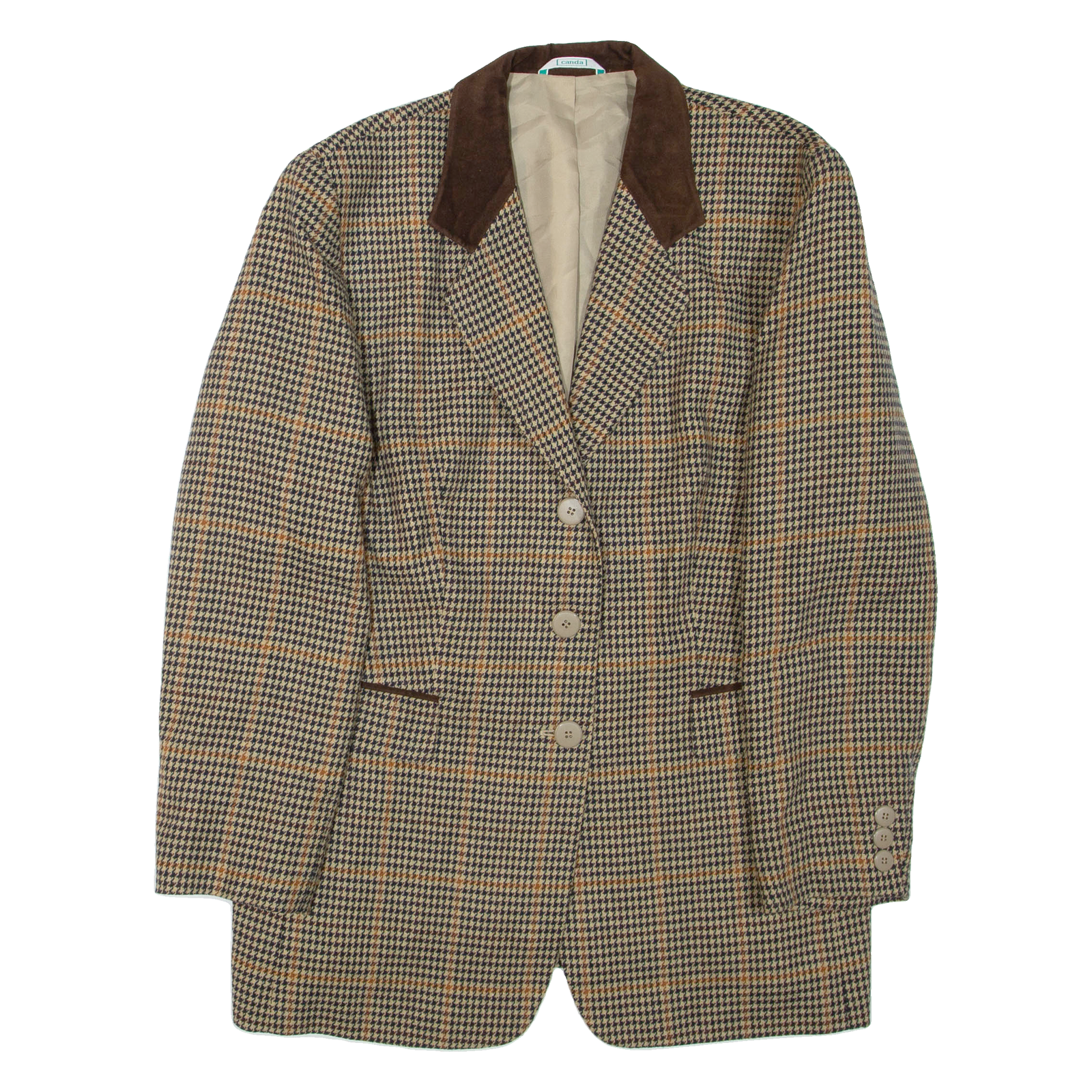 CANADA Womens Blazer Jacket Brown Houndstooth L Refurbished - N/A refurbished available on Cerqular