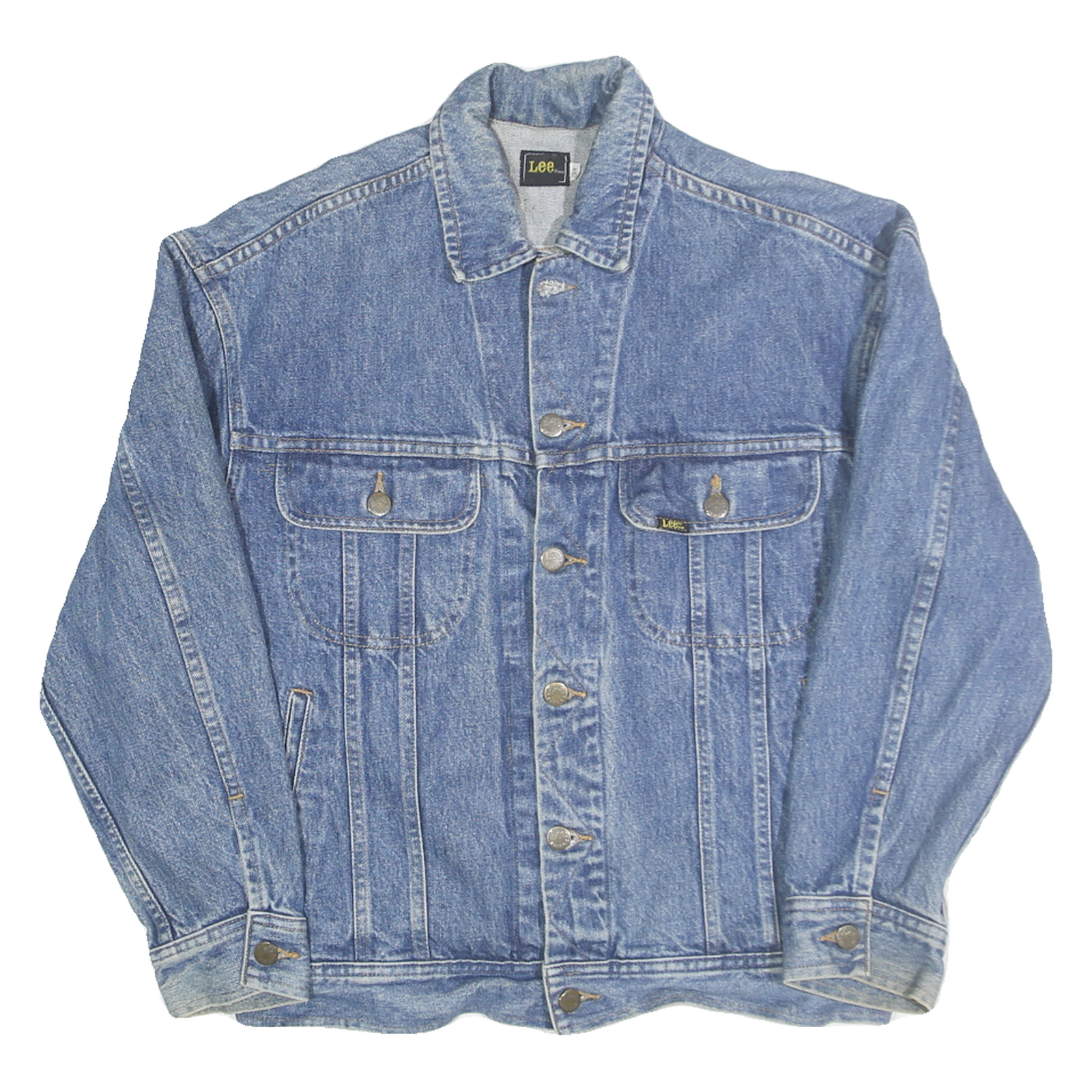 LEE Mens Blue Cotton Denim Jacket M Button Closure Classic Fit Casual Wear Refurbished - N/A refurbished available on Cerqular