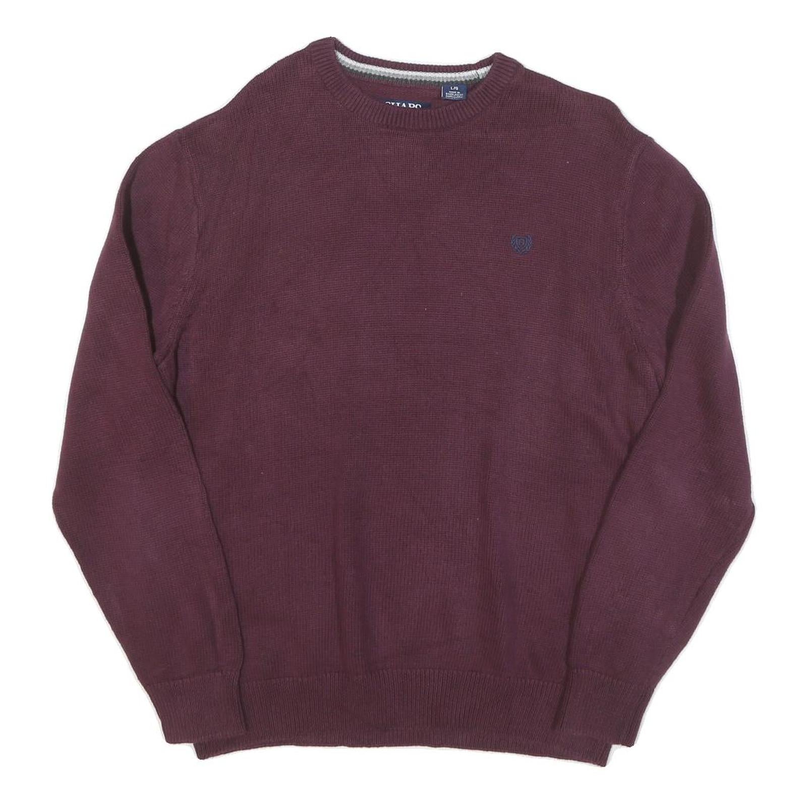 CHAPS Mens Maroon Jumper Plain Crew Neck Basic Knit L Casual Cotton Blend Refurbished - N/A refurbished available on Cerqular