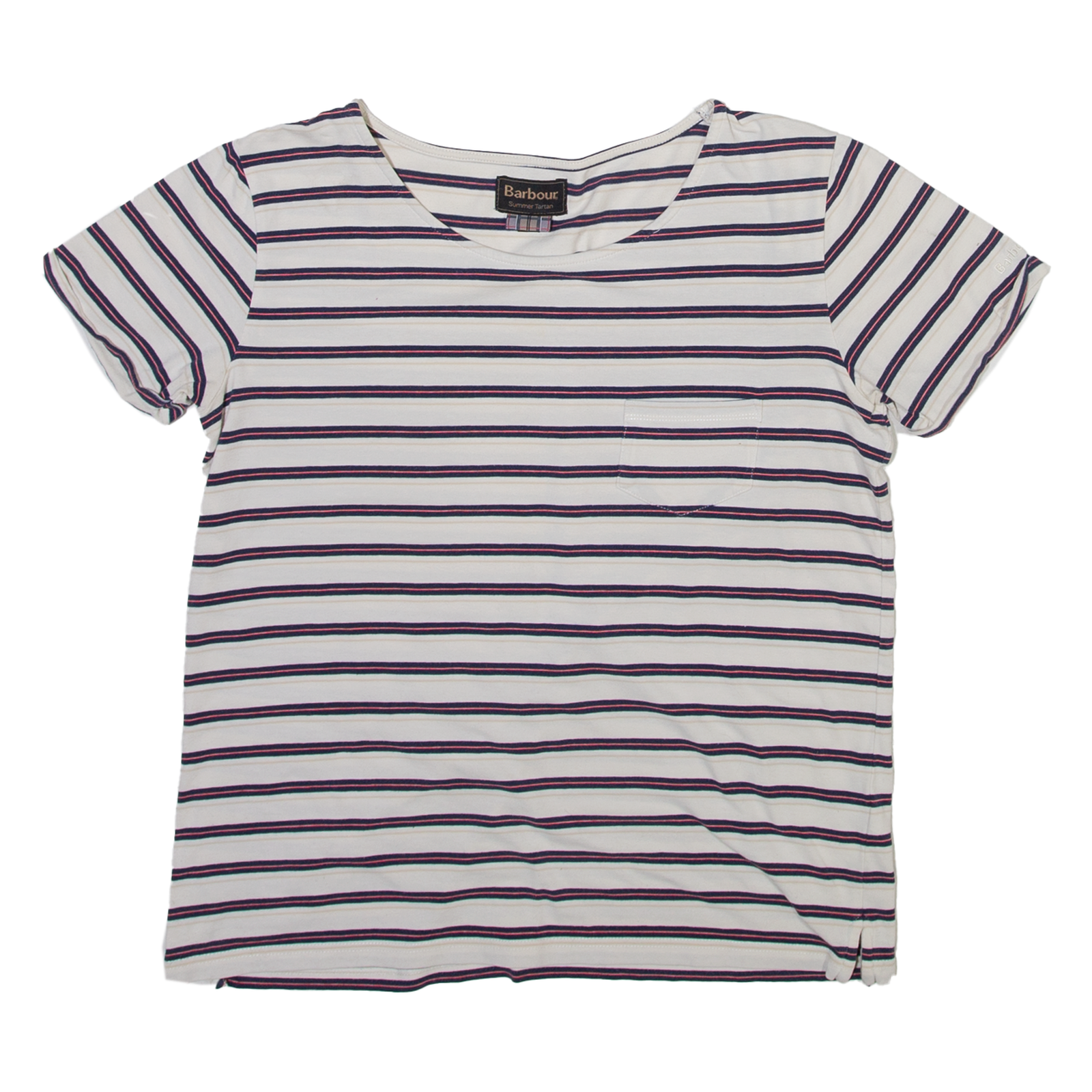 BARBOUR Striped Womens T-Shirt White UK 10 Refurbished - N/A refurbished available on Cerqular
