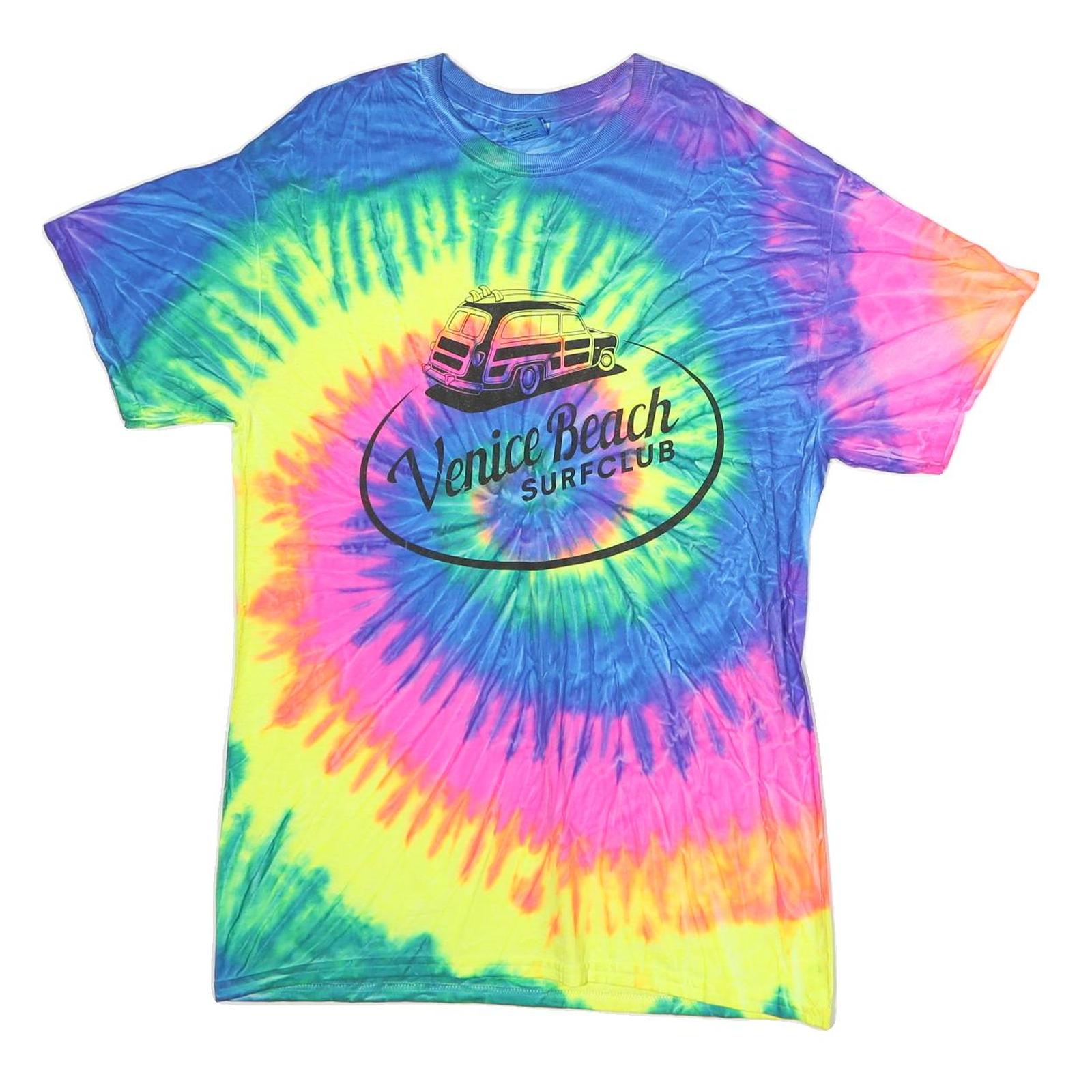 COLORTONE Mens Blue & Yellow Tie Dye Venice Beach Surfclub Graphic T-Shirt M Refurbished - N/A refurbished available on Cerqular