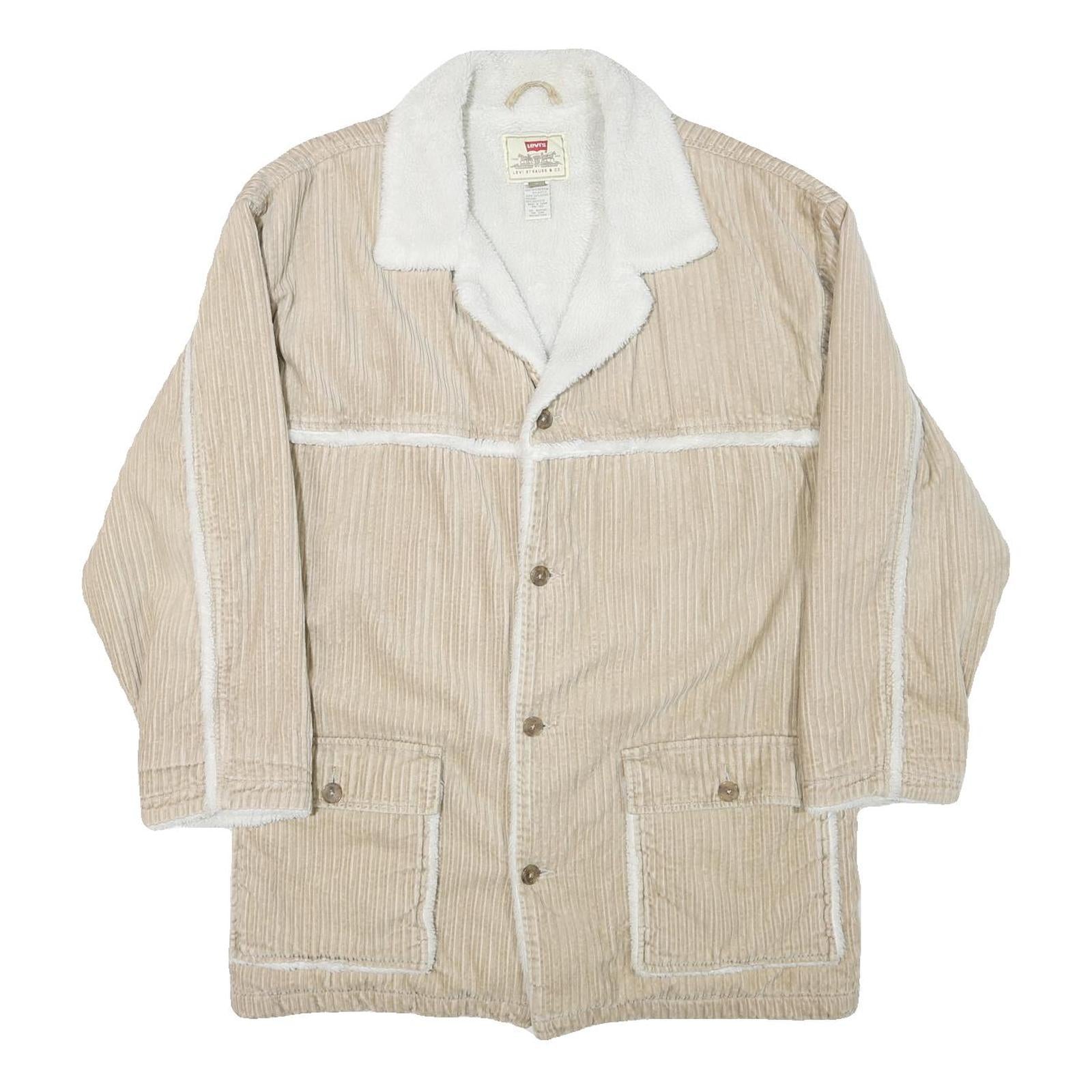 LEVI'S Mens Beige & Cream Button Jacket M Polyester Blend Corduroy Casual Refurbished - N/A refurbished available on Cerqular