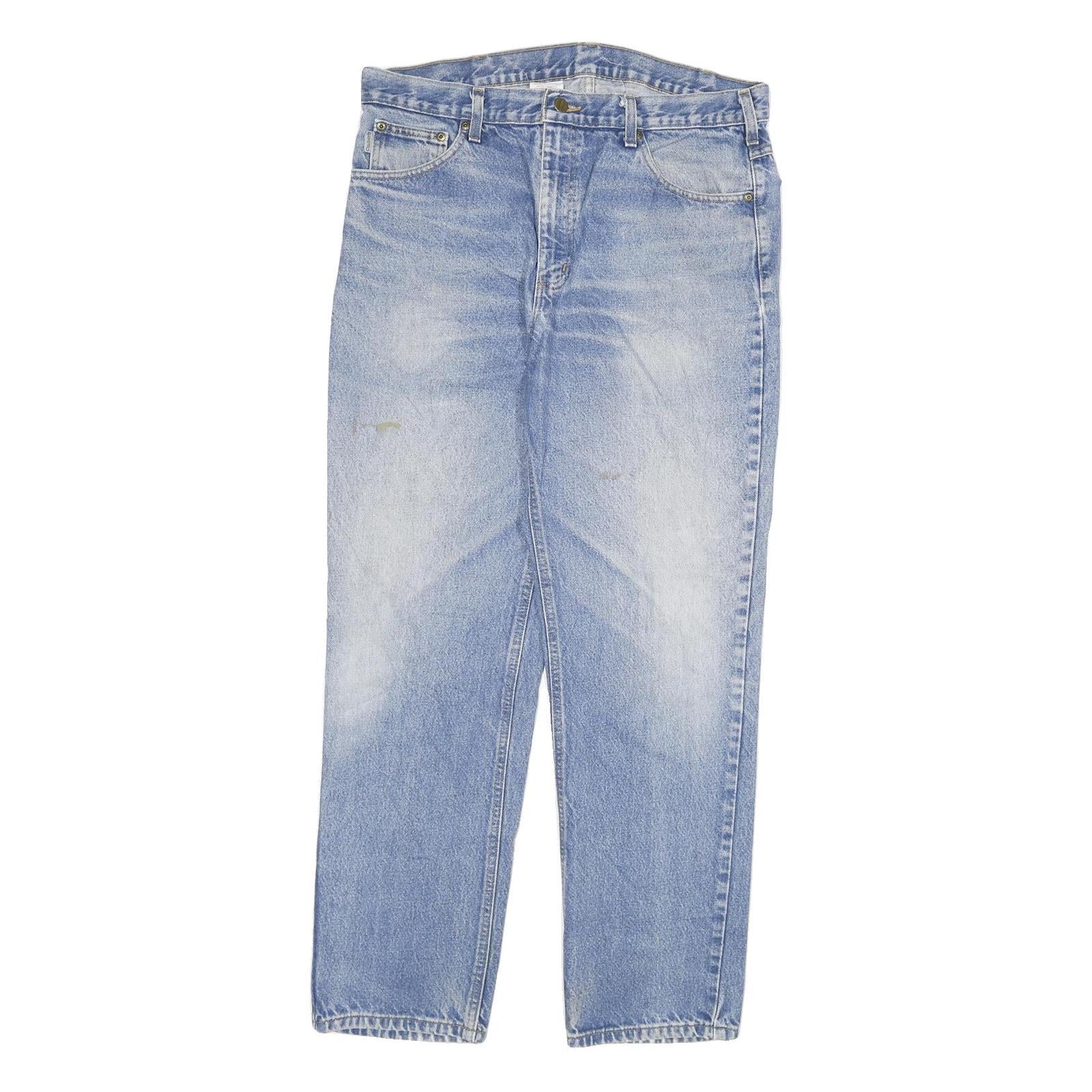 CARHARTT Mens Regular Fit Blue Denim Straight Leg Cotton Blend W36 L32 Workwear Refurbished - N/A refurbished available on Cerqular