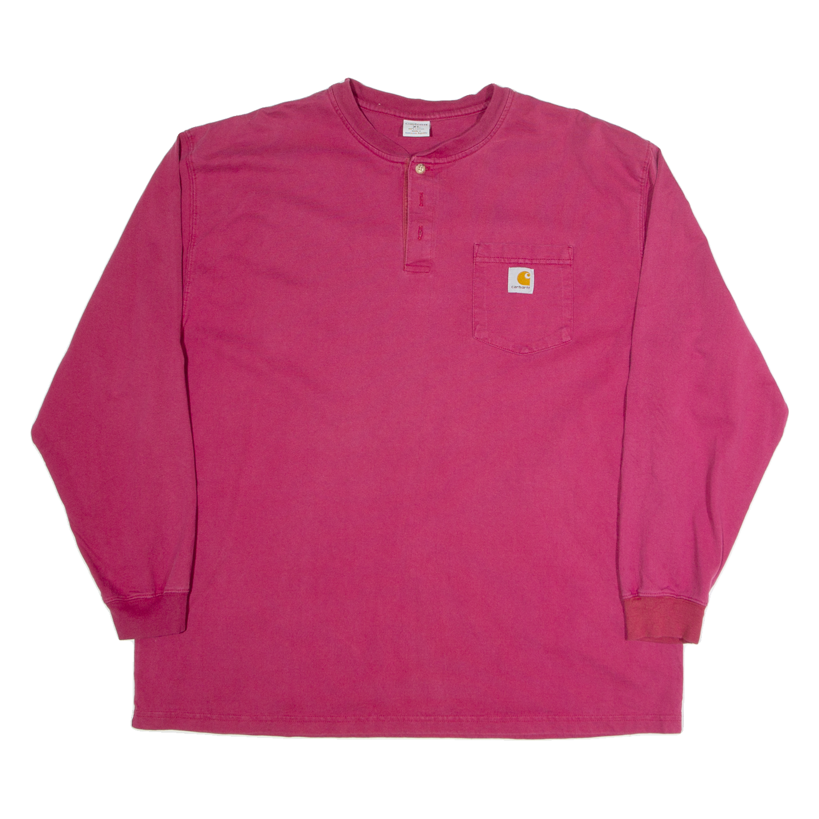 CARHARTT Oversized Mens T-Shirt Red Long Sleeve Button Neck XL Refurbished - N/A refurbished available on Cerqular