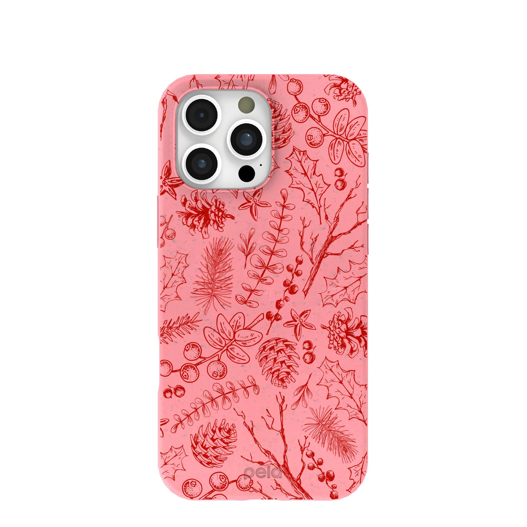 Bubblegum Pink Festive Forest iPhone 16 Pro Max Case Refurbished - Pela Case refurbished available on Cerqular