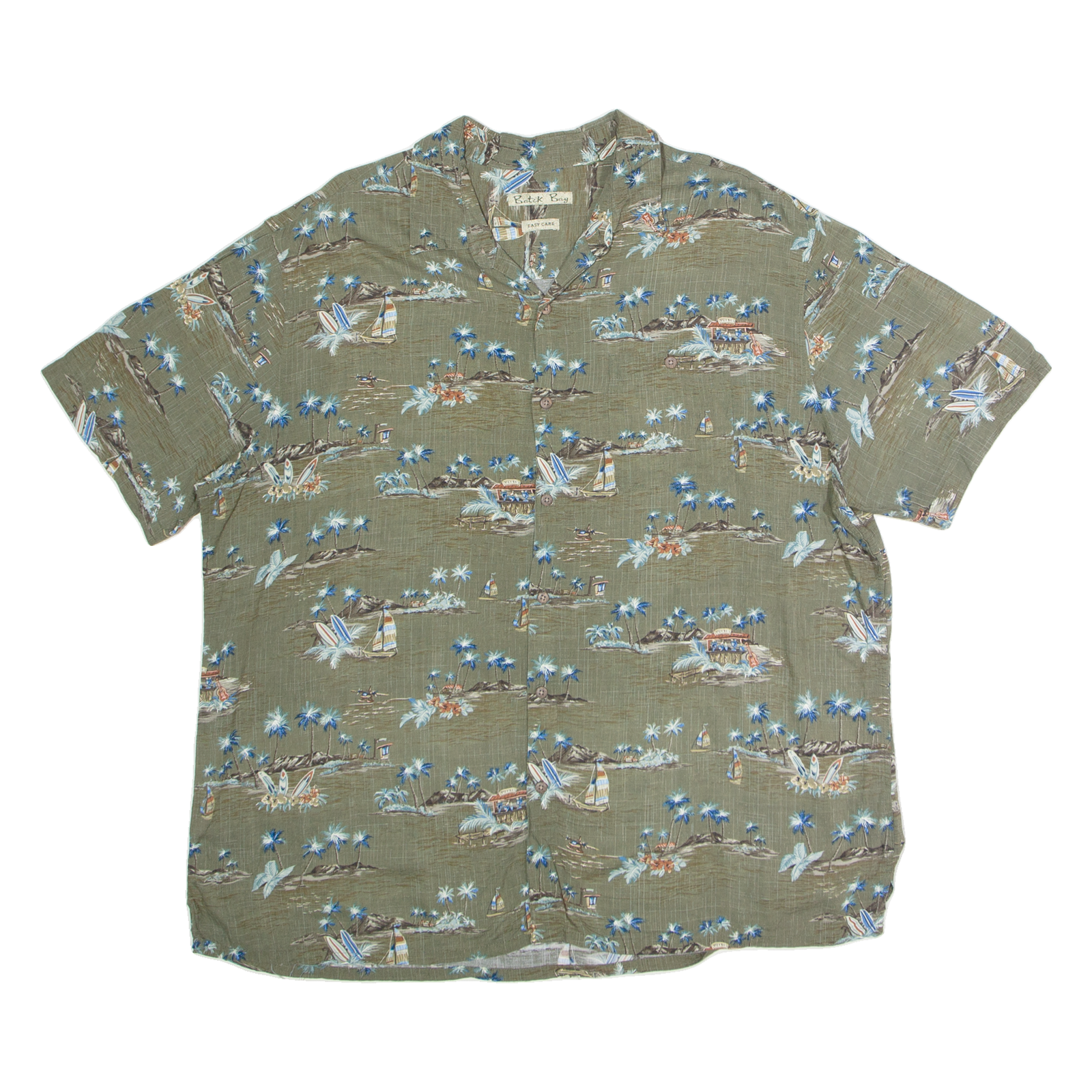 BATIK BAY Mens Hawaiian Shirt Green 90s Floral 2XL Refurbished - N/A refurbished available on Cerqular