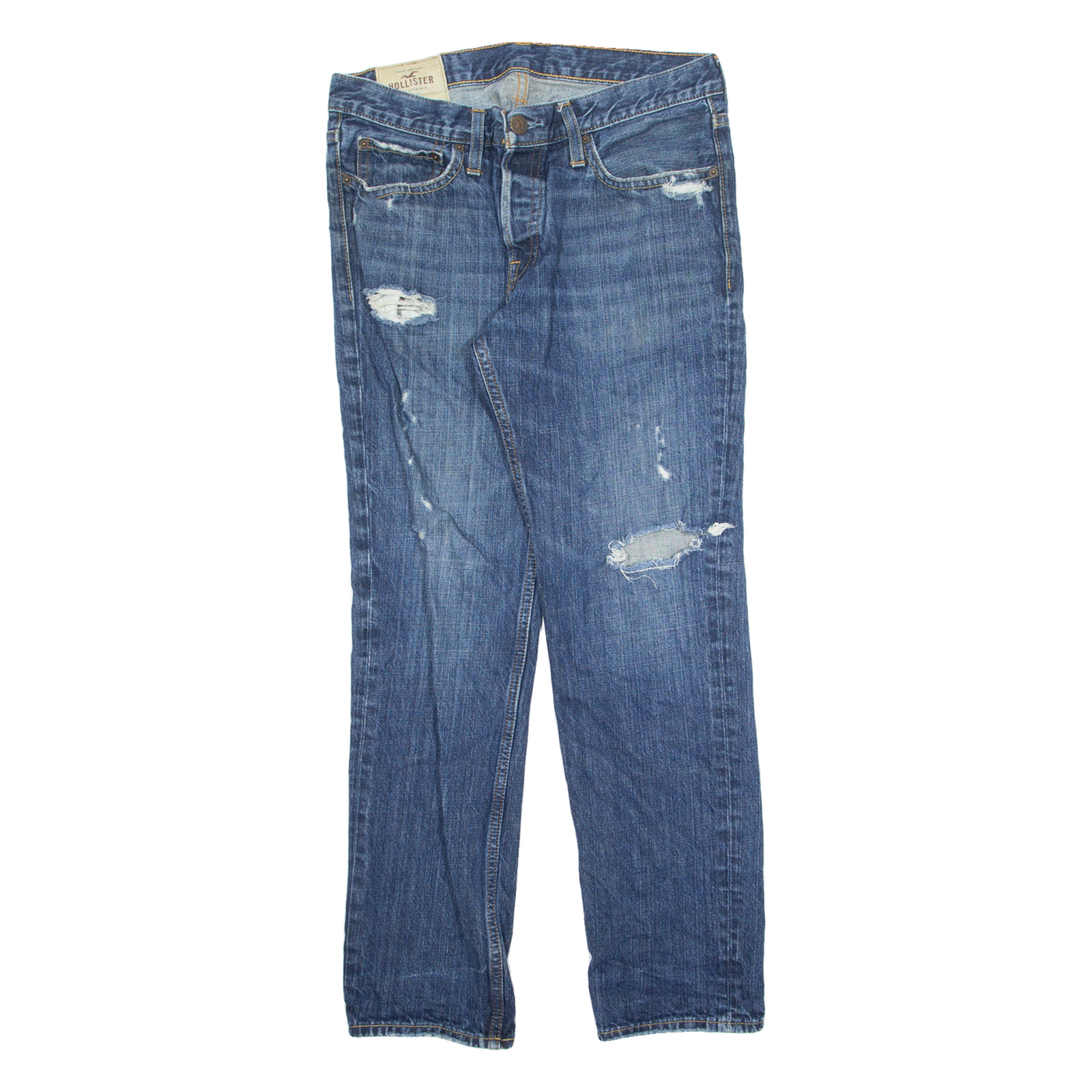 HOLLISTER Distressed Mens Jeans Blue Slim Straight Stone Wash W32 L30 Refurbished - N/A refurbished available on Cerqular