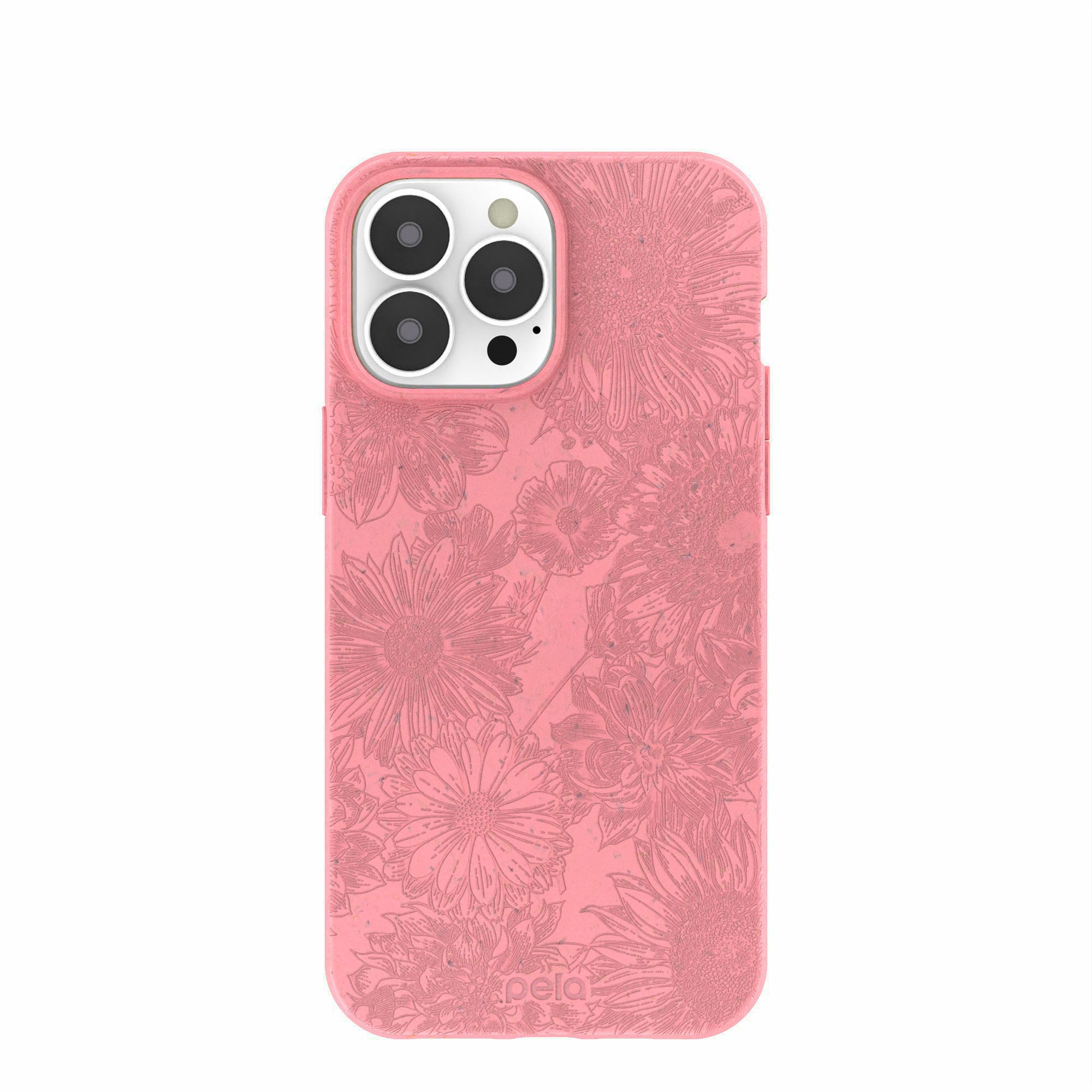 Bubblegum Pink Flora iPhone 13 Pro Max Case Refurbished - Pela Case refurbished available on Cerqular