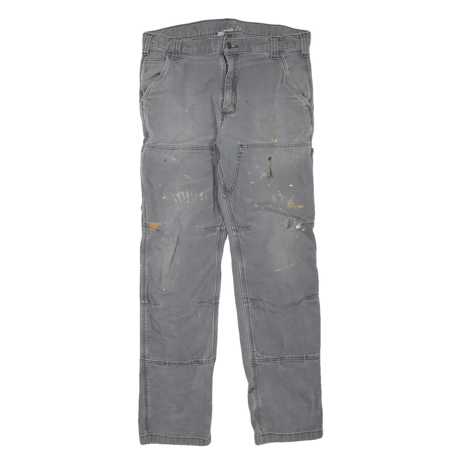 CARHARTT Mens Cotton Blend Grey Regular Fit Straight Leg Trousers W34 L30 Refurbished - N/A refurbished available on Cerqular