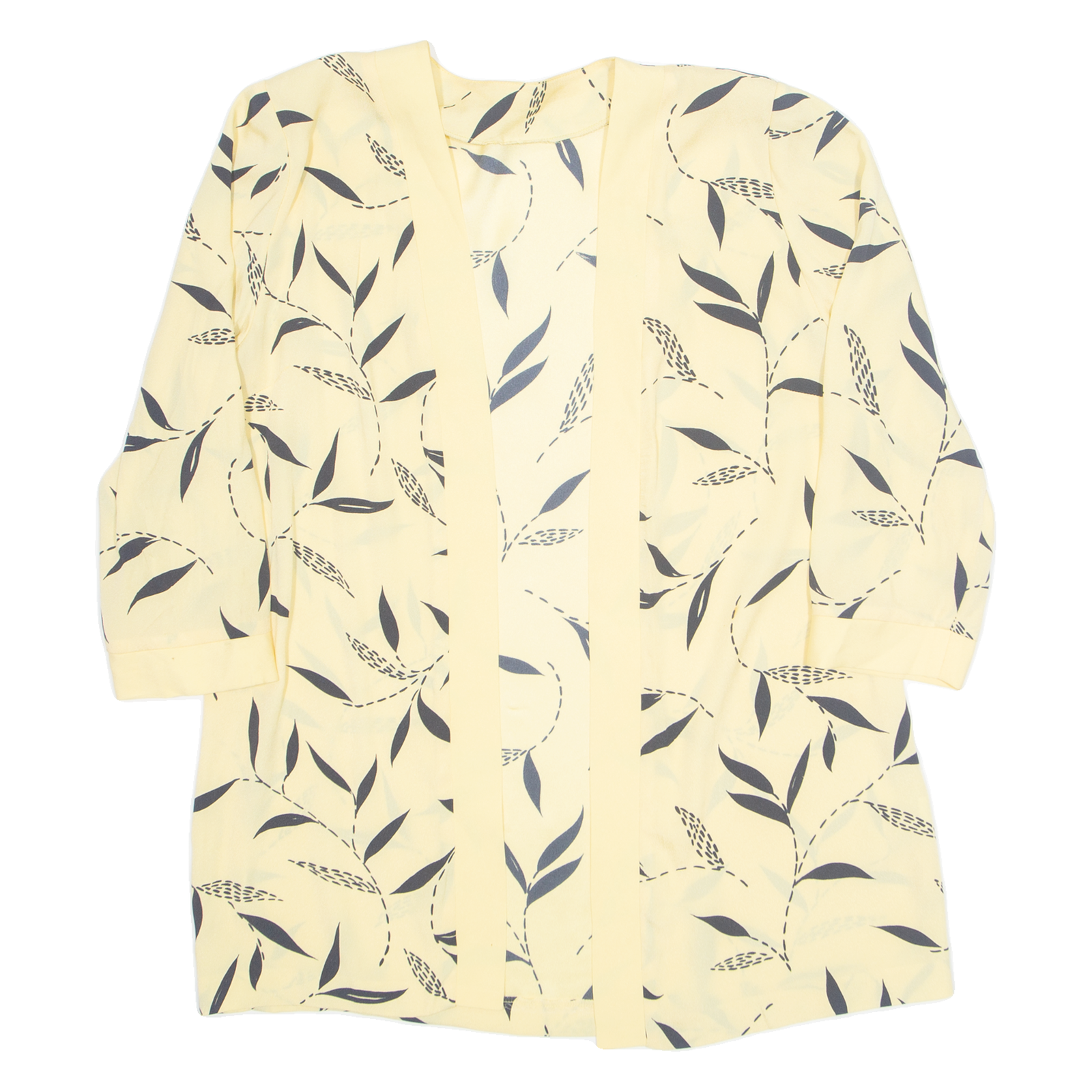 Womens Kimono Blouse Yellow 3/4 Sleeve Floral S Refurbished - N/A refurbished available on Cerqular