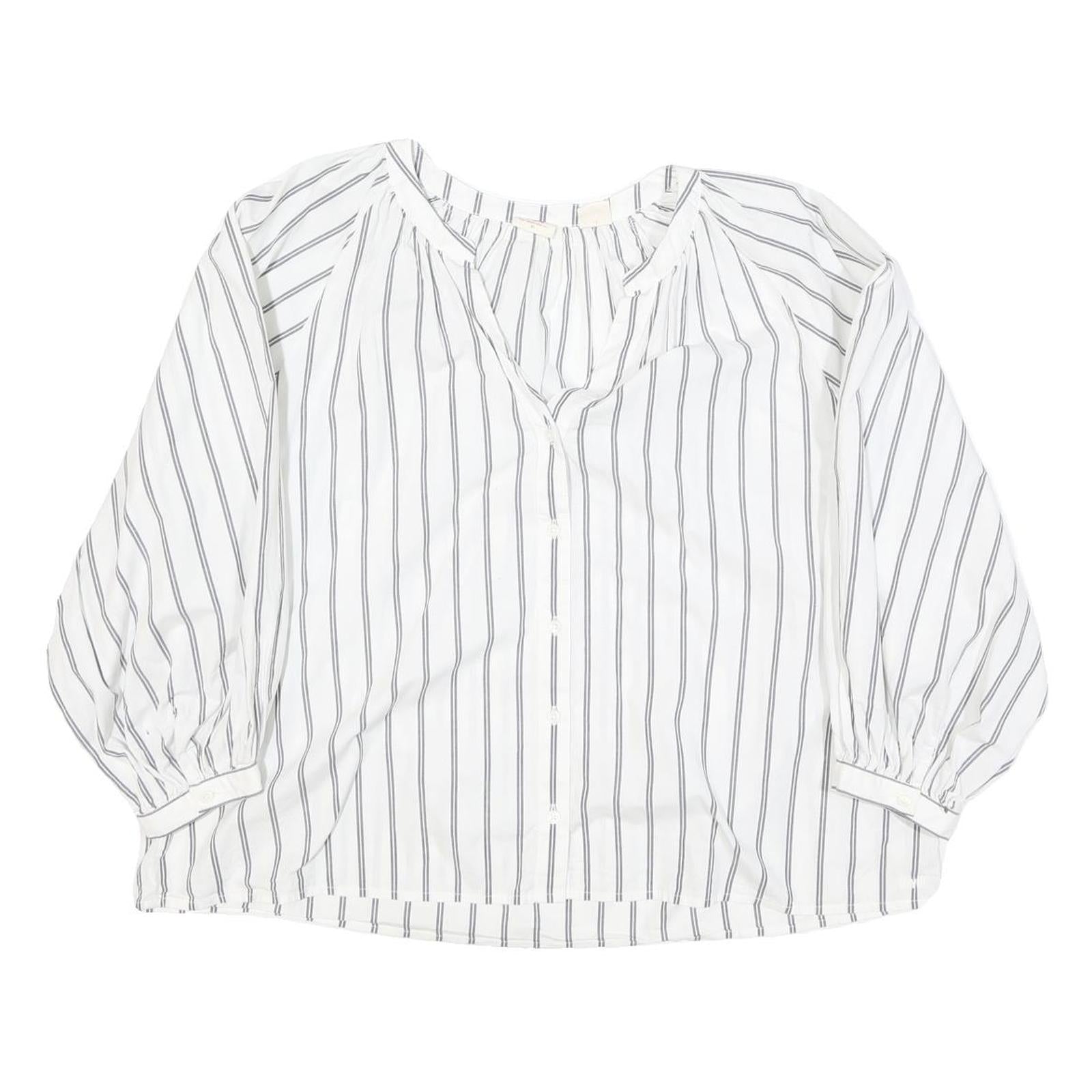 LEVI'S Womens White Blue Stripe Shirt Long Sleeve Button Neck XL Cotton Blend Refurbished - N/A refurbished available on Cerqular