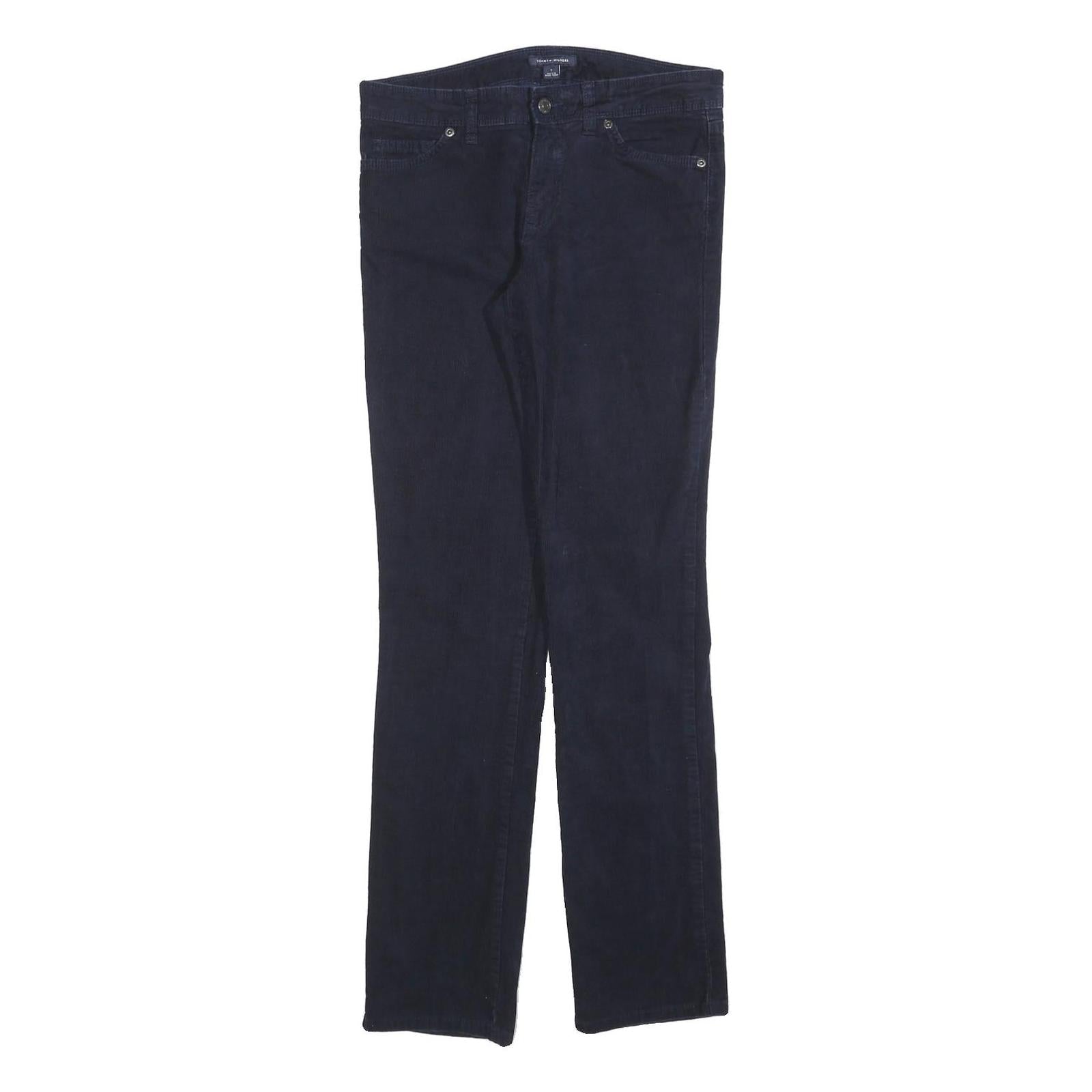 TOMMY HILFIGER Womens Slim Navy Blue Cotton Blend Zip Trousers W30 L30 Refurbished - N/A refurbished available on Cerqular