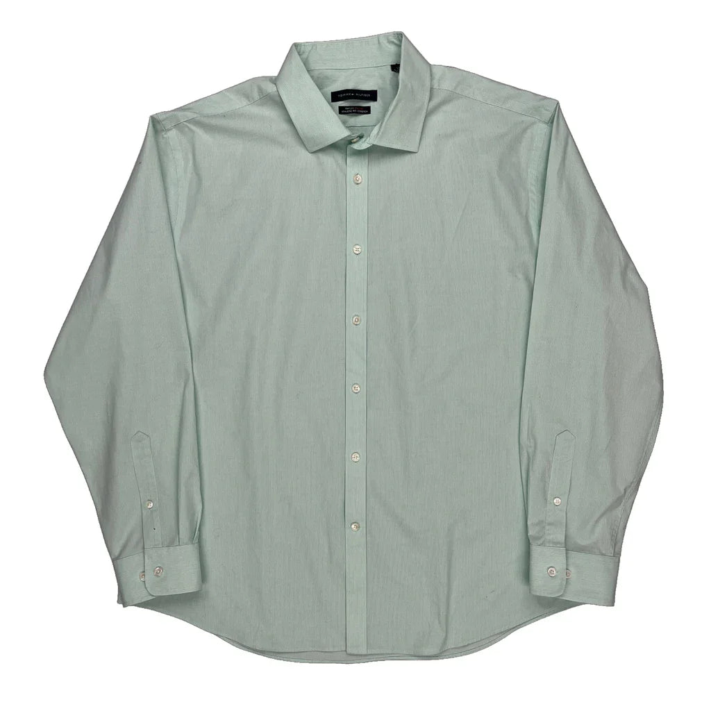 Tommy Hilfiger Shirt - 2XL Green Cotton Refurbished - Thrifted (note: this is a term often used to describe second- refurbished available on Cerqular