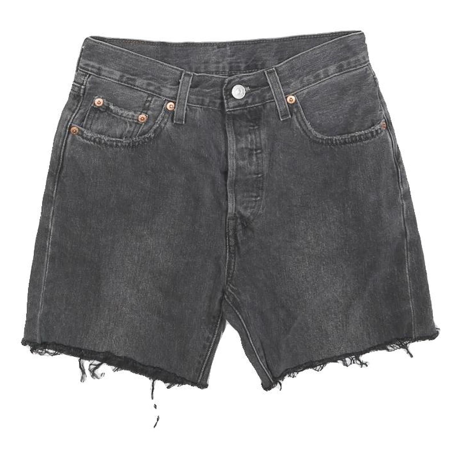 LEVI'S Womens Black Denim Casual Shorts XS W25 Distressed Raw Hem Refurbished - N/A refurbished available on Cerqular