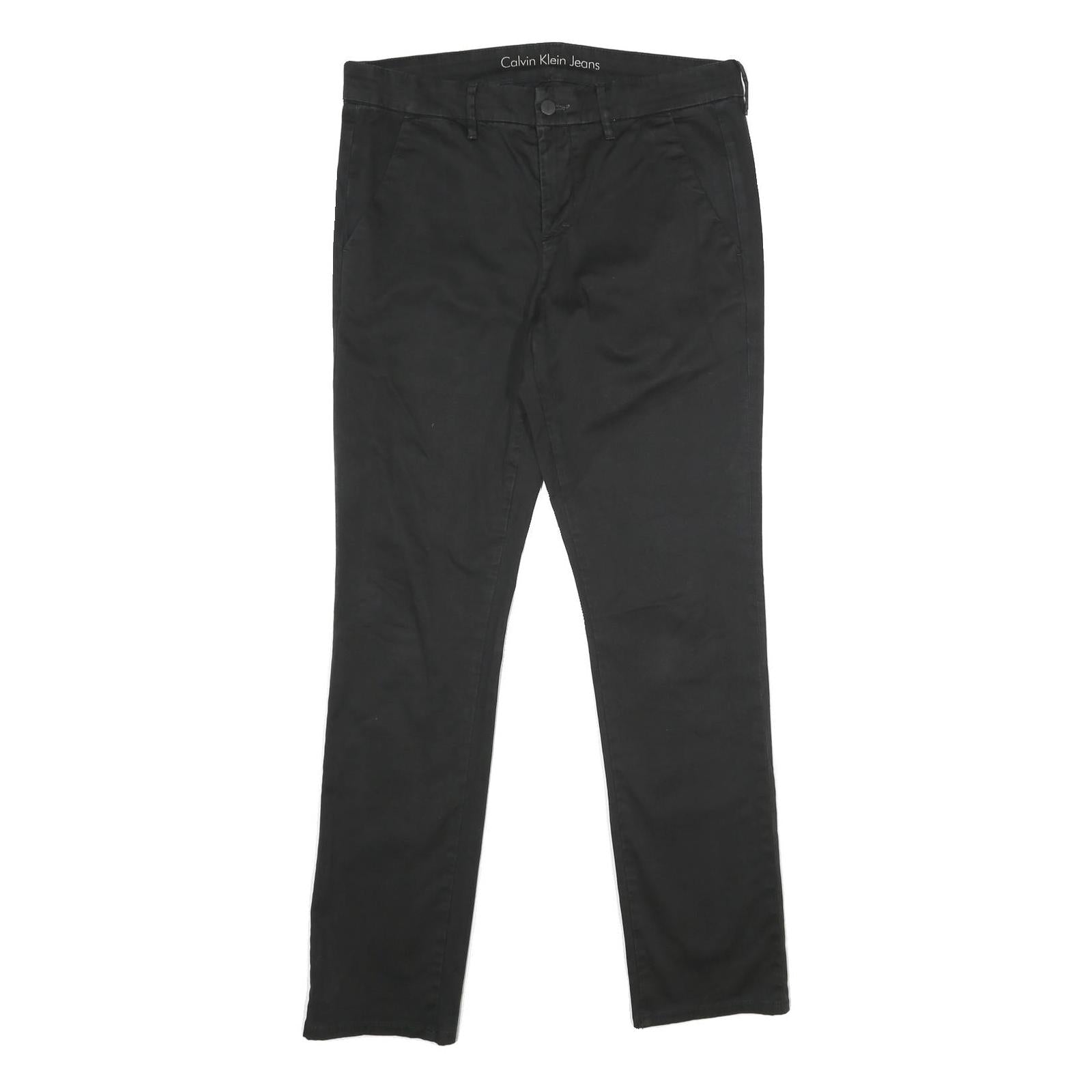 CALVIN KLEIN JEANS Mens Regular Fit Black Cotton Blend Trousers W32 L34 Classic Refurbished - N/A refurbished available on Cerqular