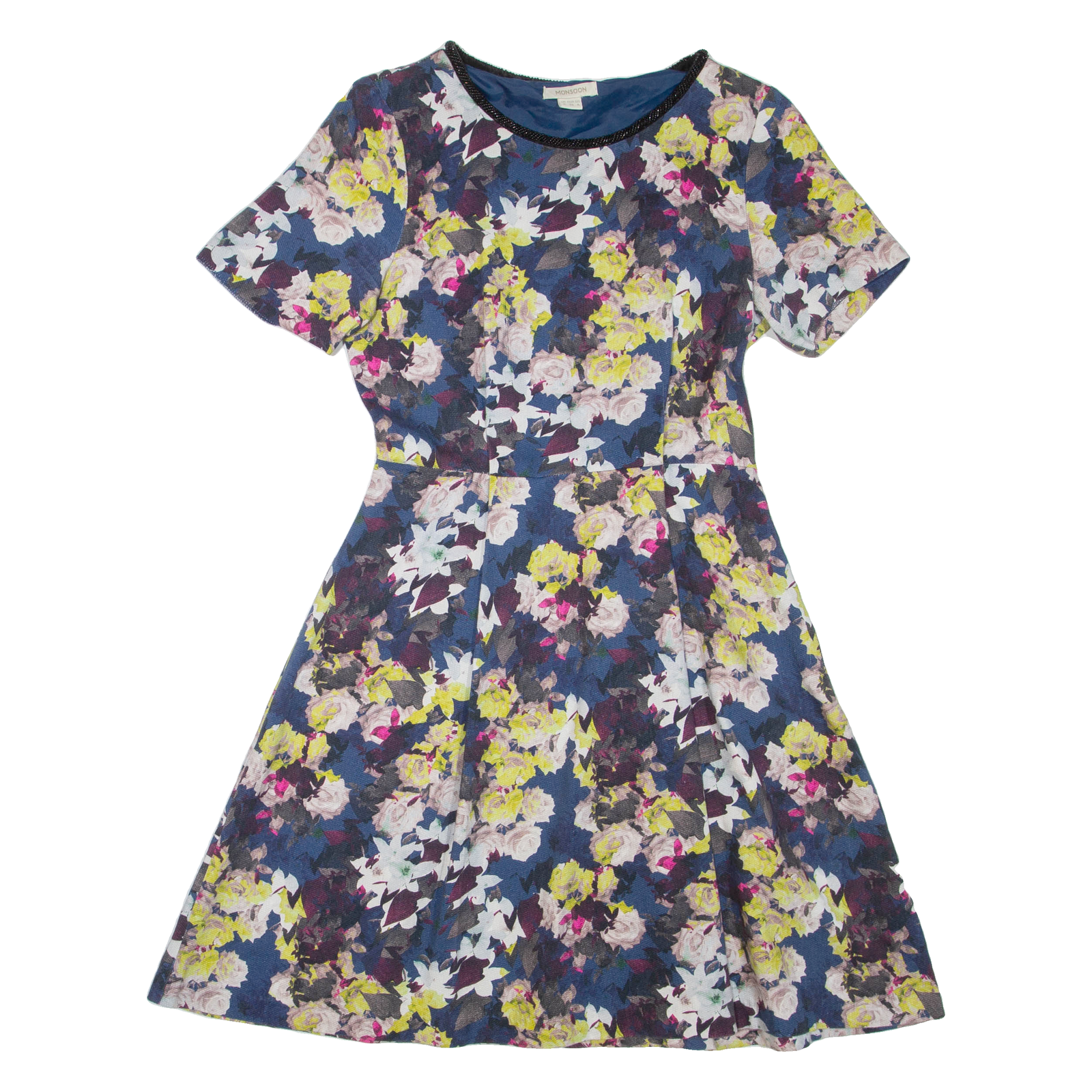 MONSOON Womens Fit & Flare Dress Blue Floral Short Sleeve Short UK 8 Refurbished - N/A refurbished available on Cerqular