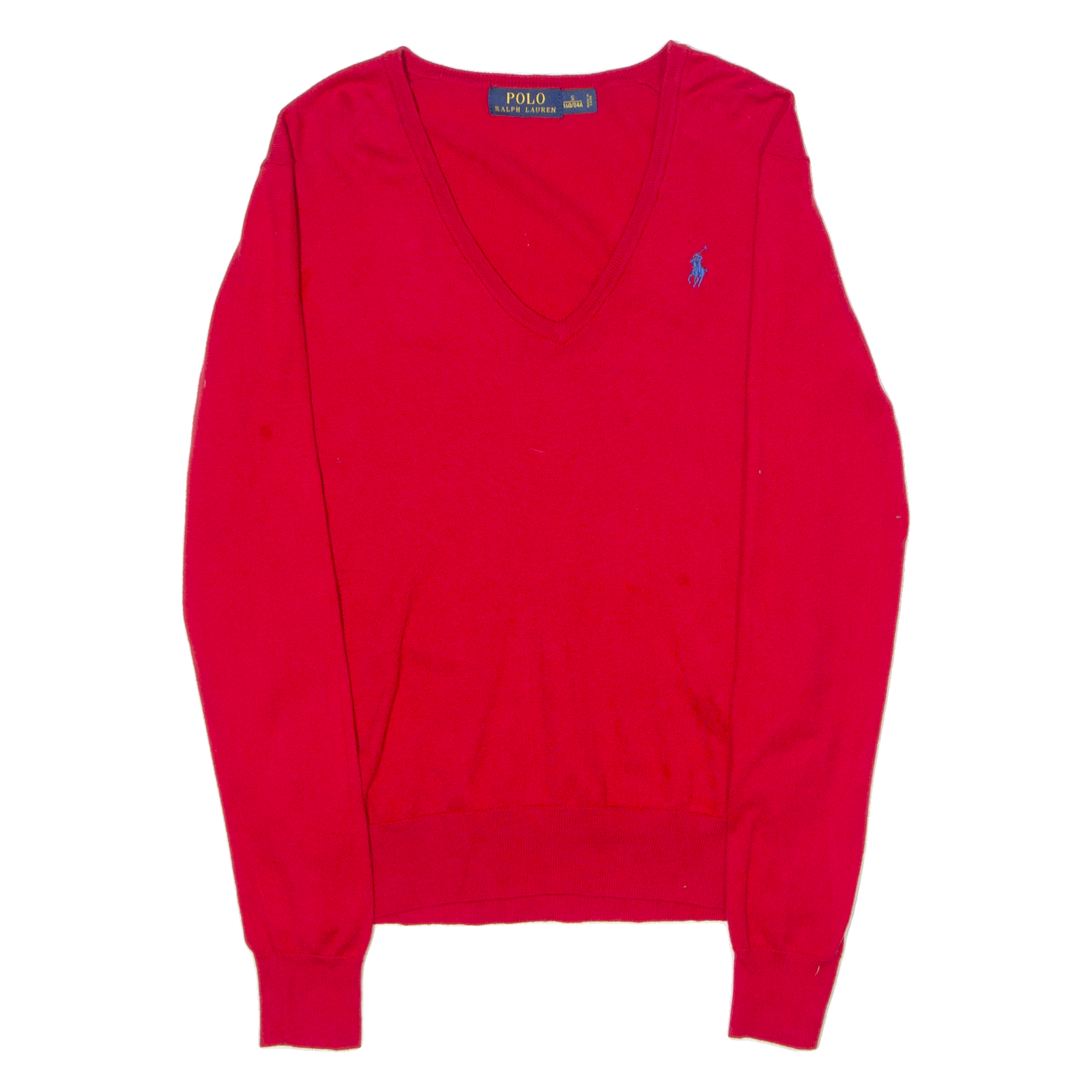 POLO RALPH LAUREN Mens Jumper Red V-Neck Tight Knit S Refurbished - N/A refurbished available on Cerqular