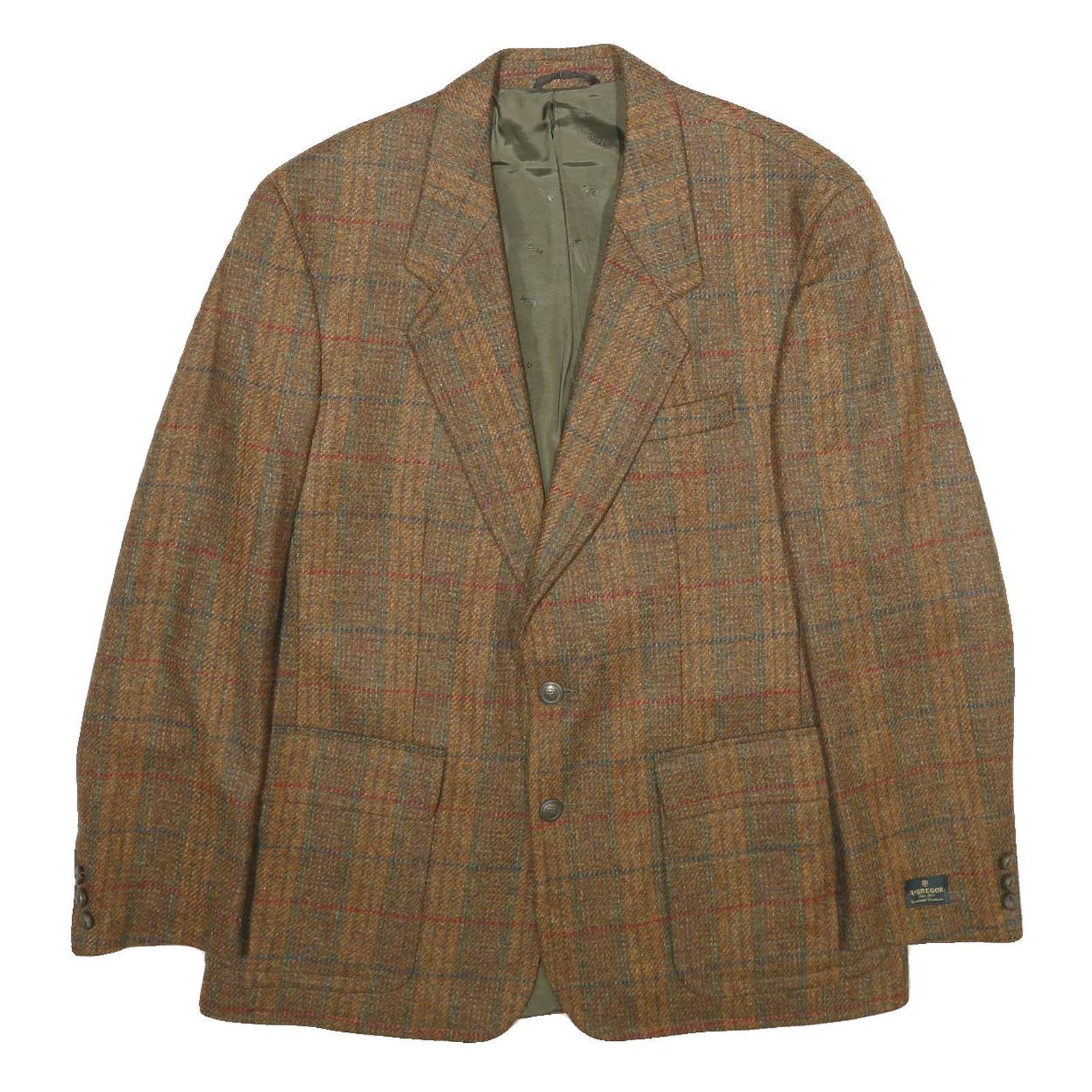 MCGREGOR Mens Brown Wool Check Tailored Jacket L Button Closure Classic Fit Refurbished - N/A refurbished available on Cerqular