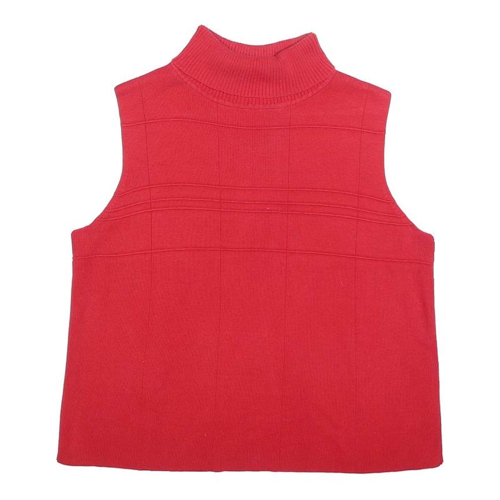 CHRISTOPHER & BANKS Womens Red Plain Sleeveless Roll Neck Basic Knit L Refurbished - N/A refurbished available on Cerqular