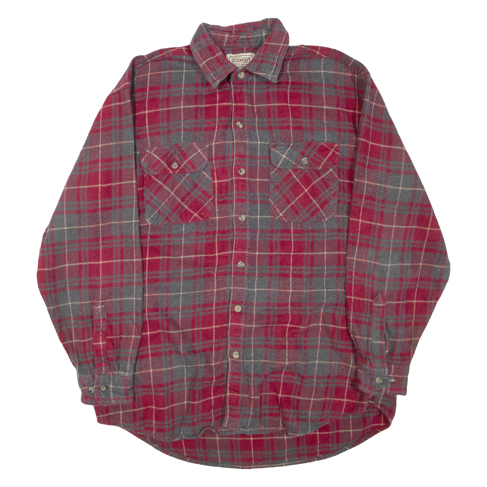 SCHMIDT WORKWEAR Mens Shirt Red Check Long Sleeve L Refurbished - N/A refurbished available on Cerqular