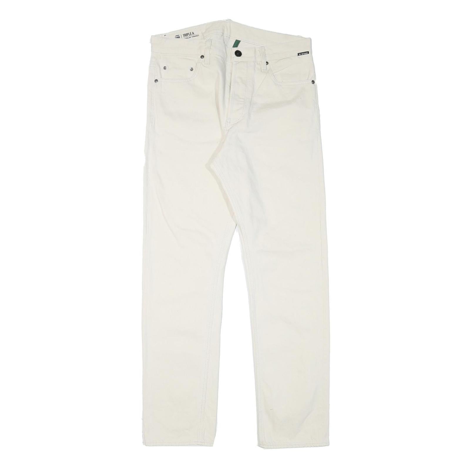 G-STAR Mens Jeans White Regular Straight Denim W32 L31 Button Cotton Blend Refurbished - N/A refurbished available on Cerqular
