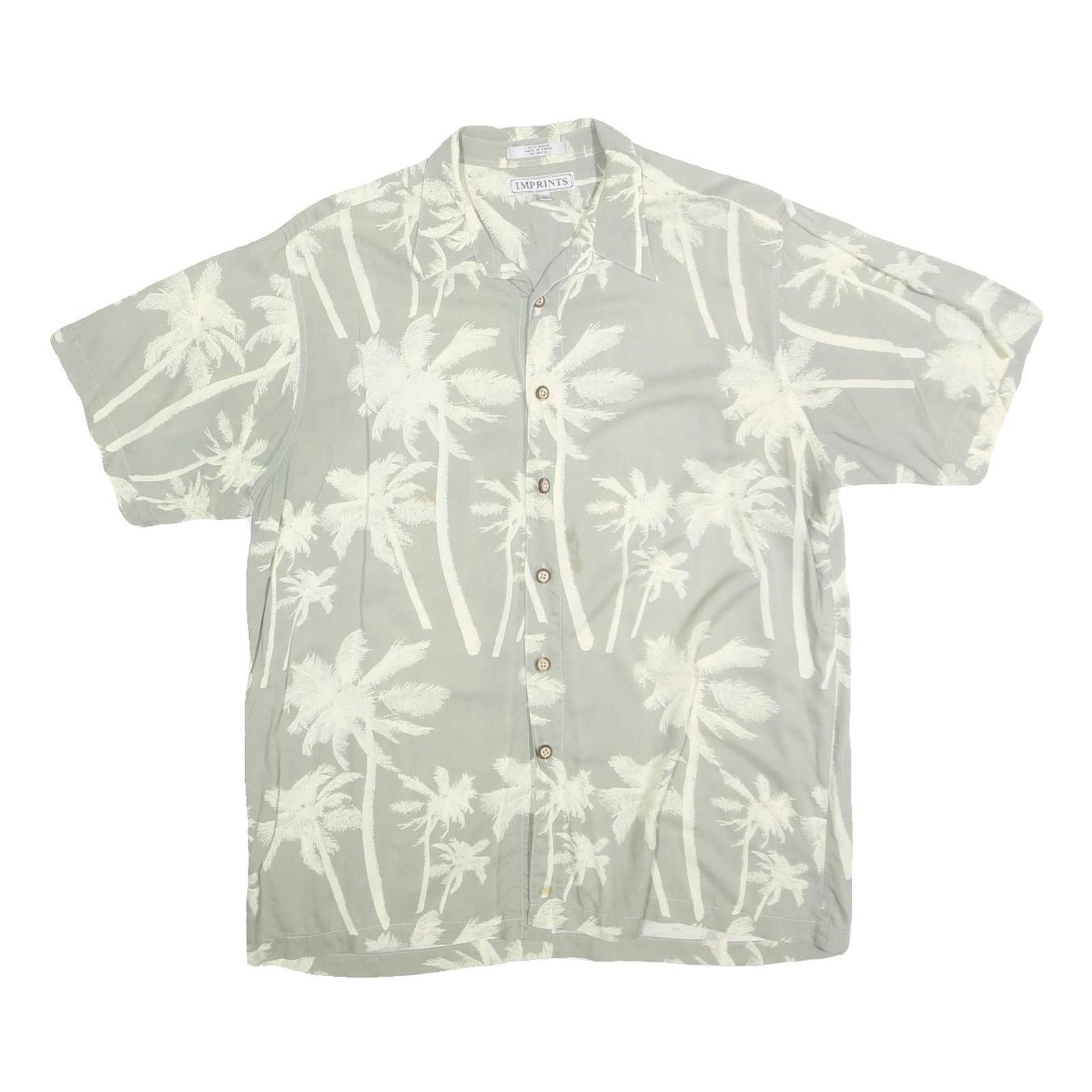 IMPRINTS Mens Grey & White Palm Tree Print Shirt XL Summer Casual Cotton Refurbished - N/A refurbished available on Cerqular