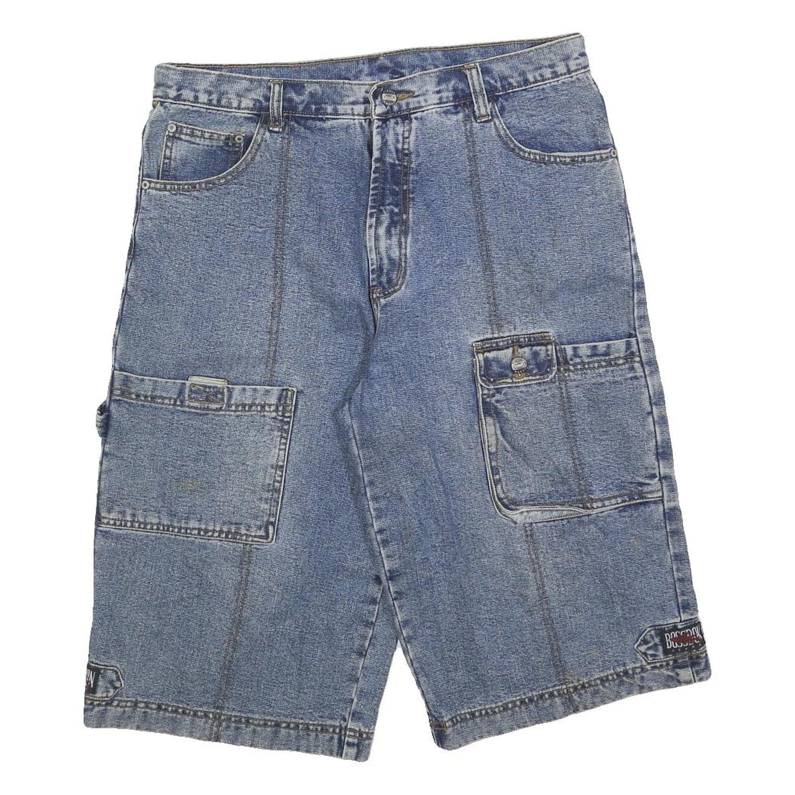 Mens Blue Denim Cargo Cotton Blend Shorts M W32 Casual Workwear Pockets Refurbished - N/A refurbished available on Cerqular